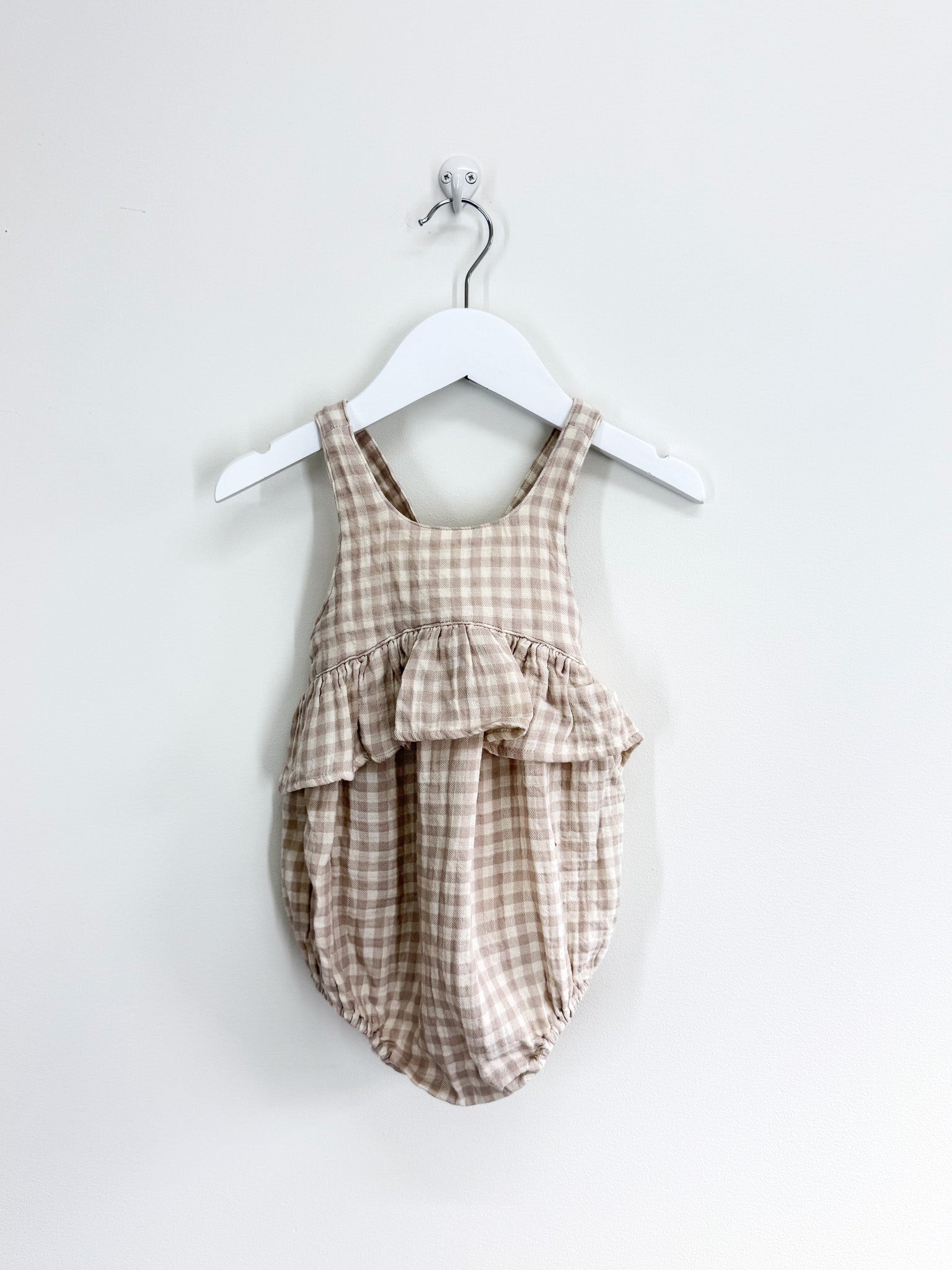 Quincy Mae organic penny romper - silver gingham (18-24m)