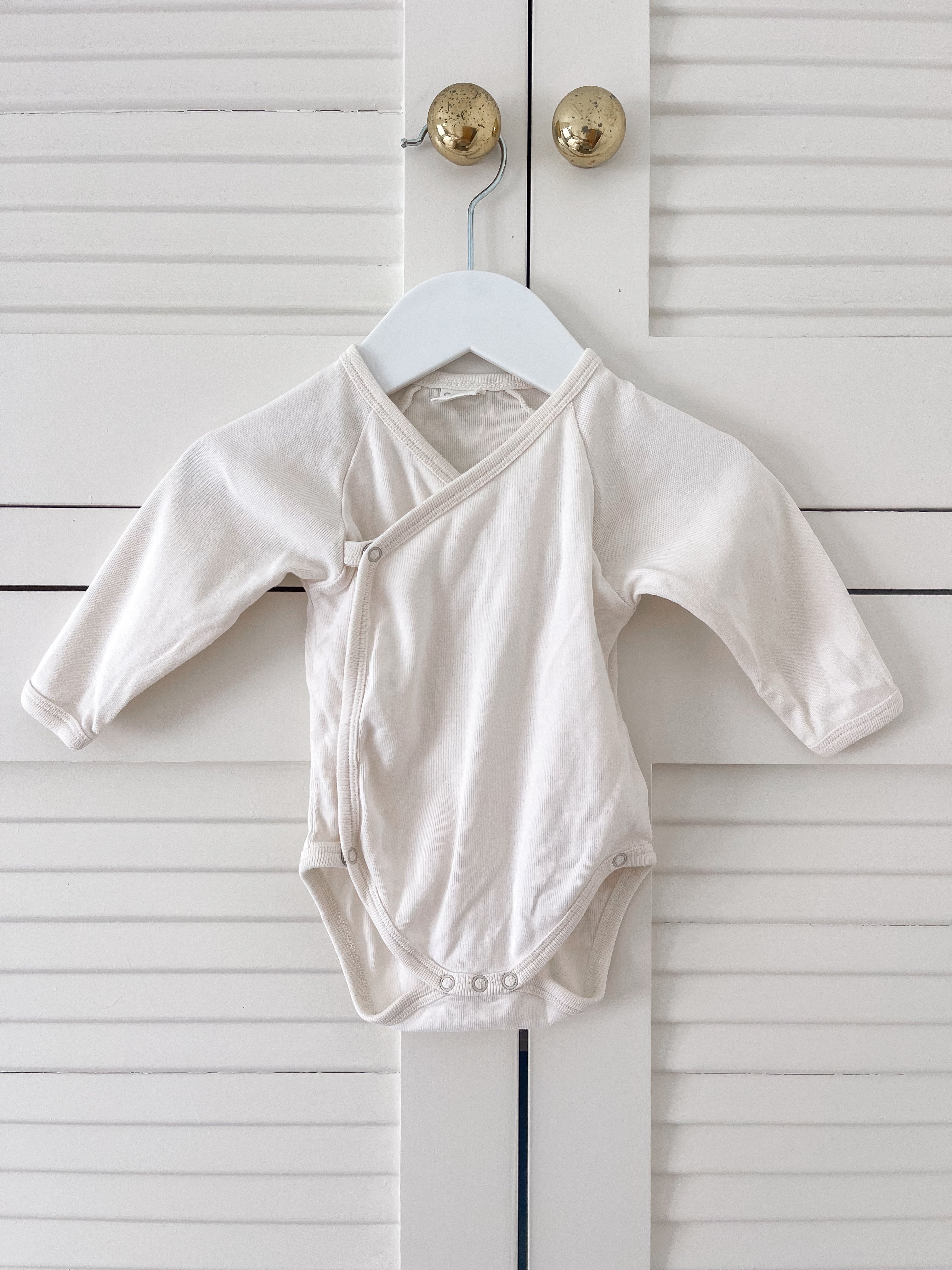 Nature Baby organic long sleeve kimono bodysuit - natural (0-3m)