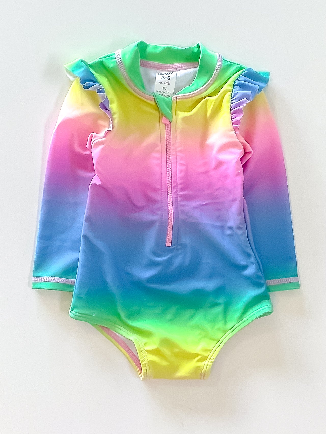 Cotton On Kids neon rainbow swimsuit (0-3m)