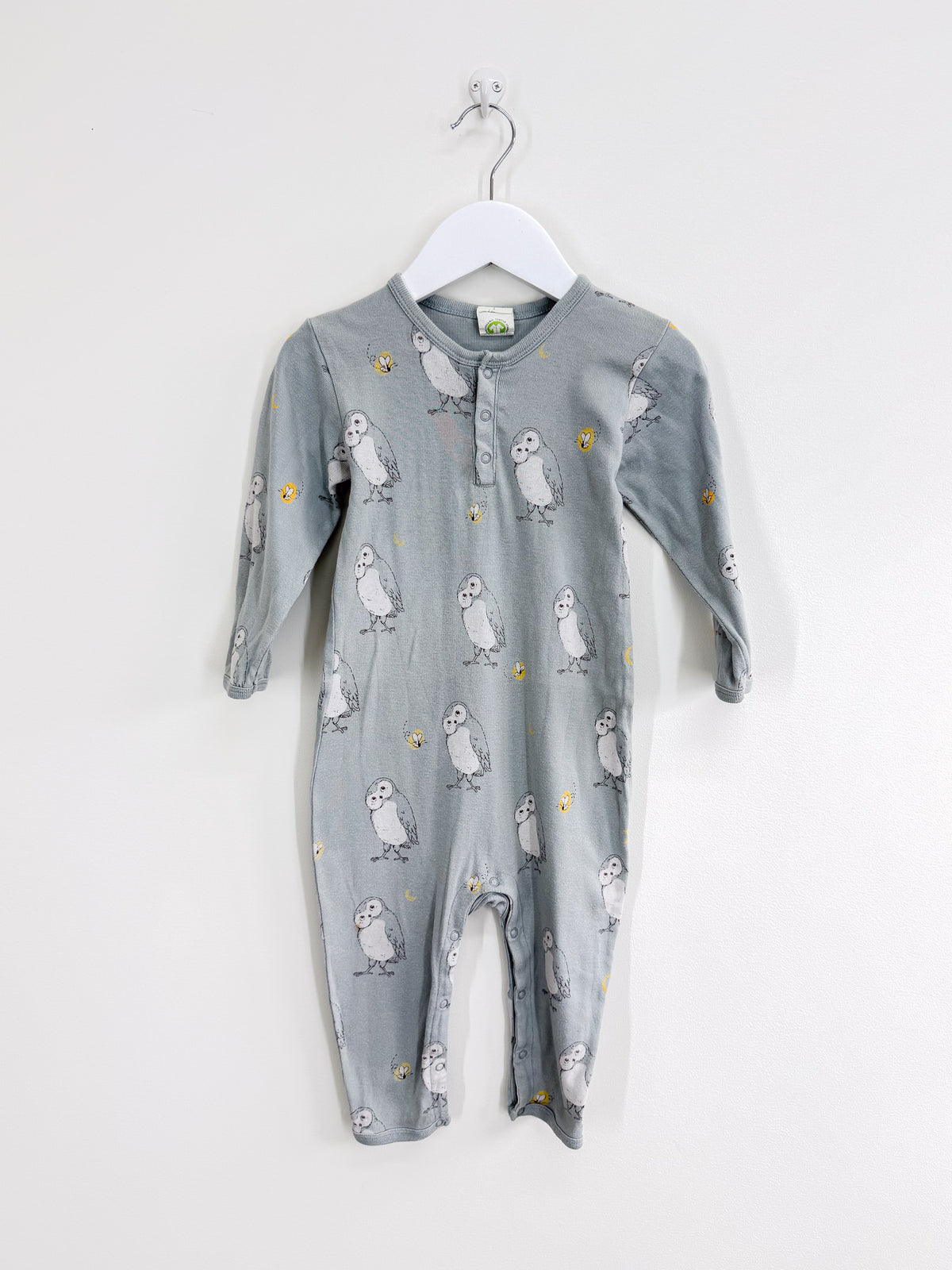 Nature Baby organic henley PJ suit - ruru (3-6m)