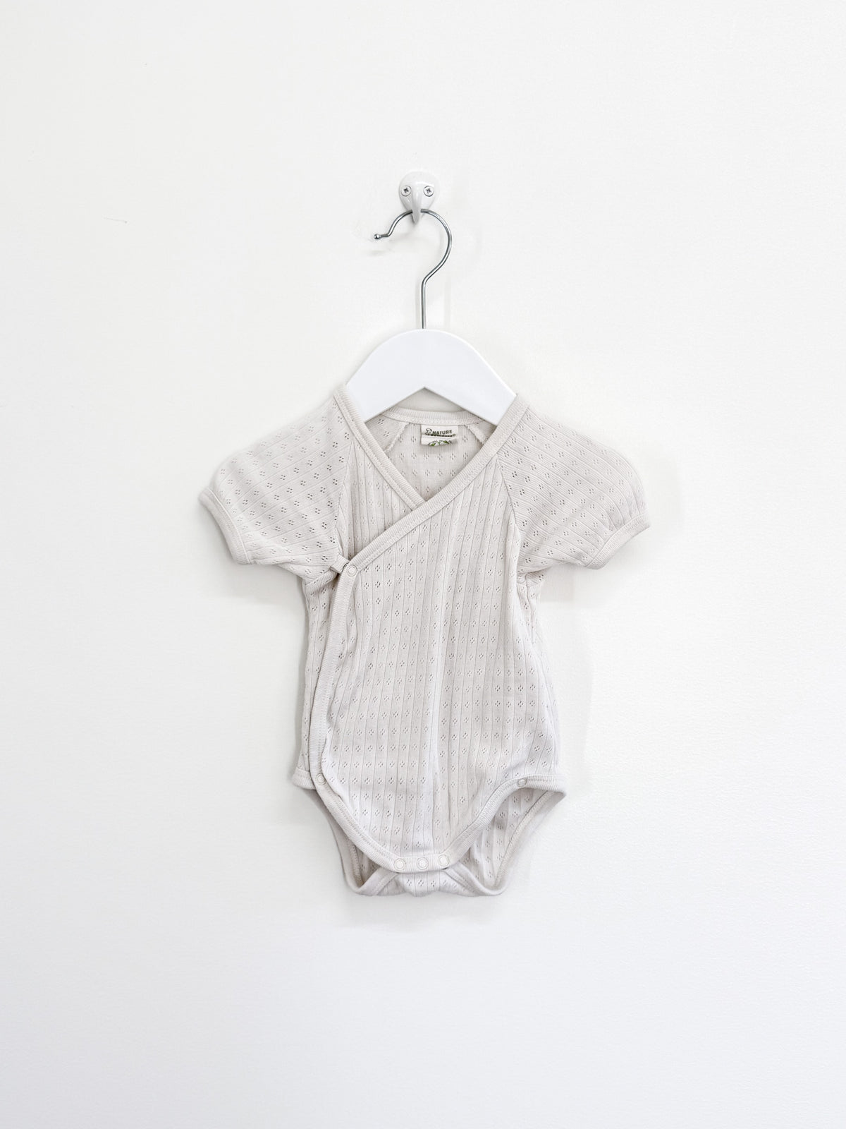 Nature Baby organic pointelle kimono bodysuit - natural (0-3m)