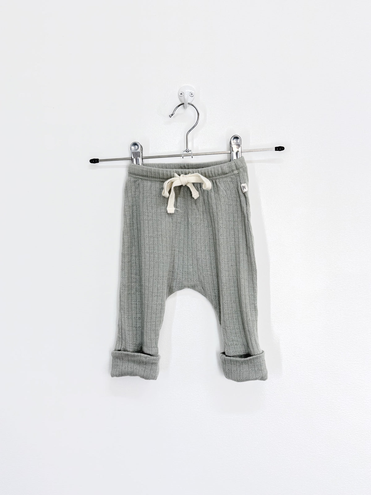 Nature Baby merino pointelle drawstring leggings (0-3m)