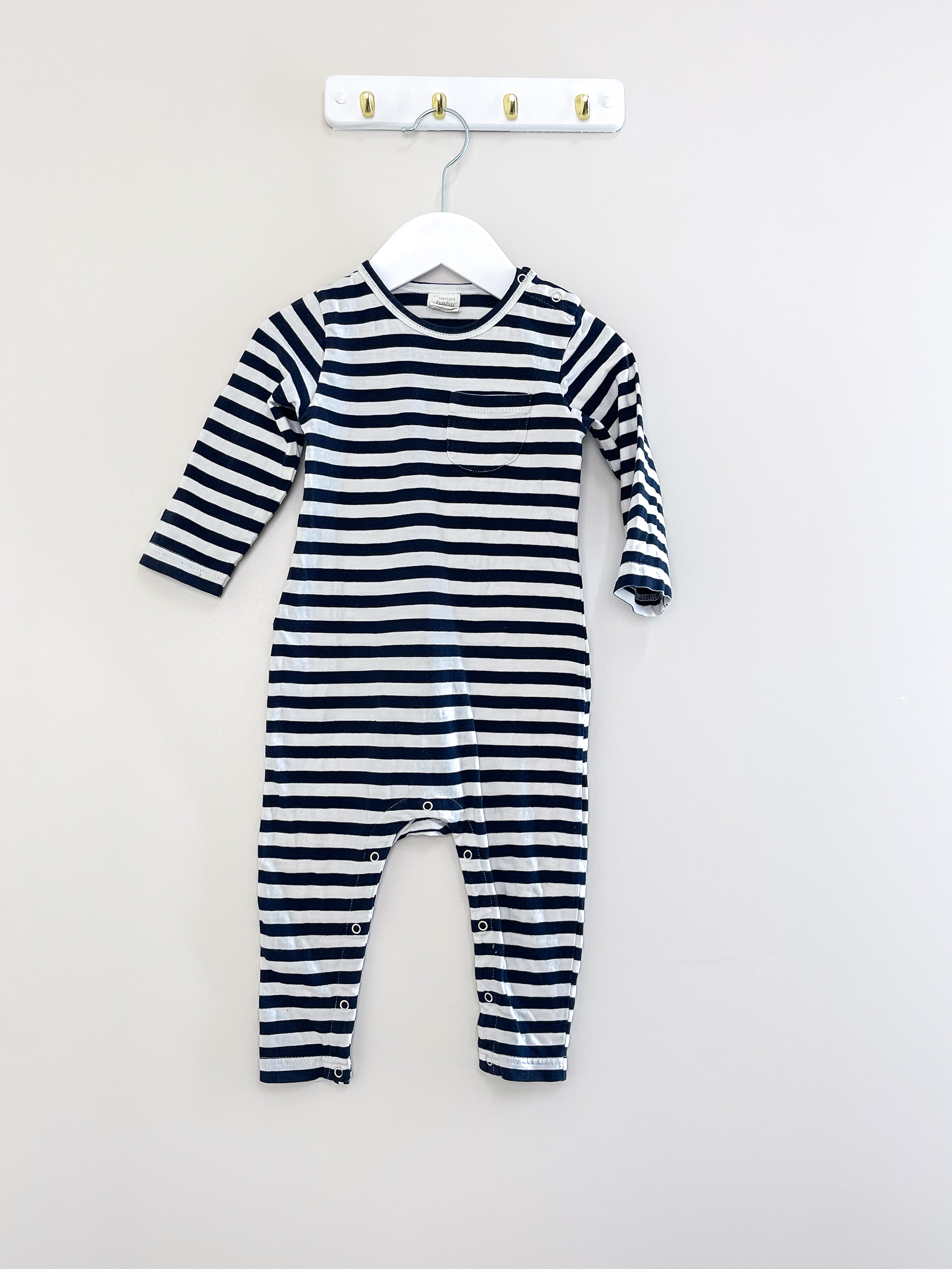 Nature Baby organic stretch & grow - navy stripe (6-12m)