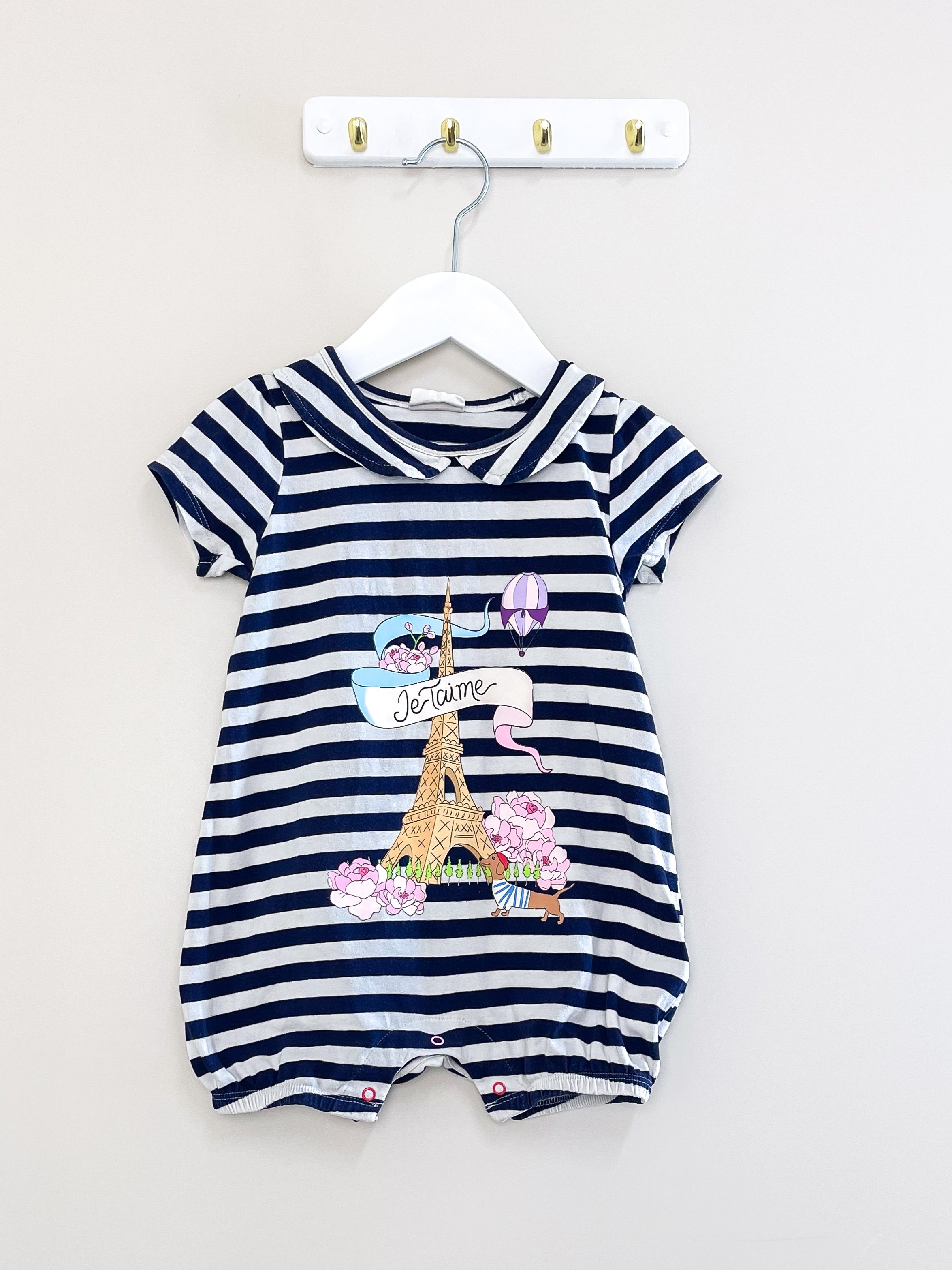 Peter Alexander collared paris striped romper (12-18m)