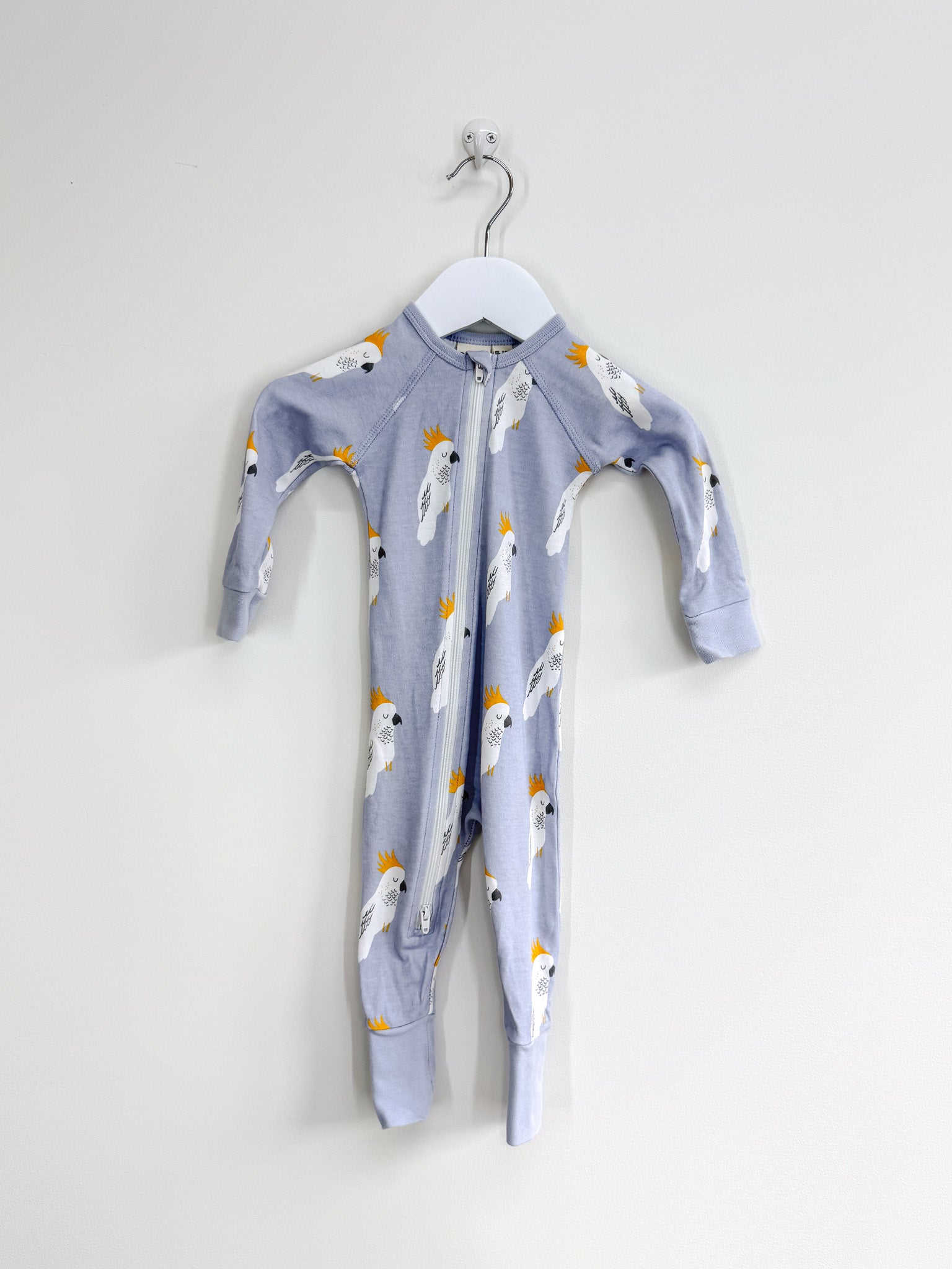 Goldie + Ace cockatoo party zipsuit (3-6m)