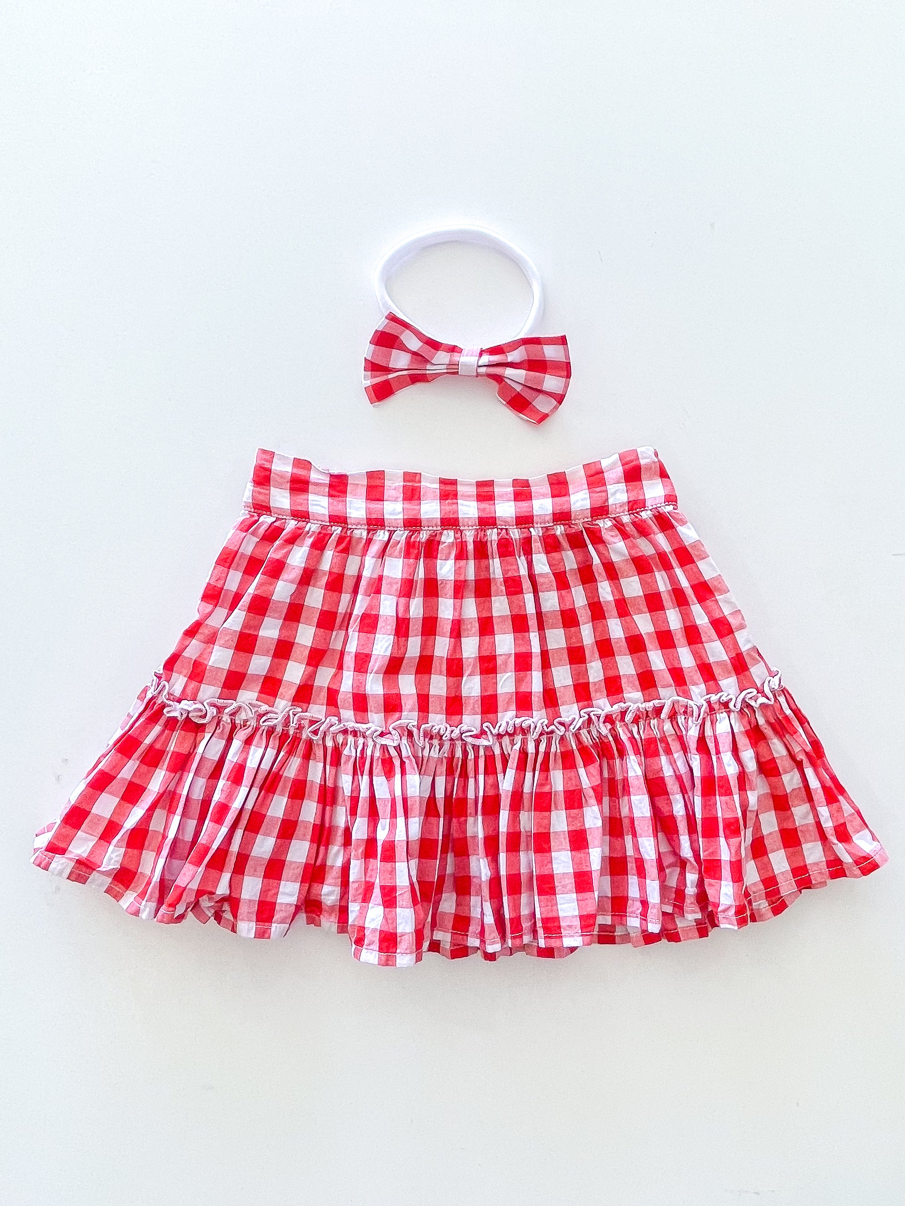 La Sienna gingham skirt & bow set (3y)