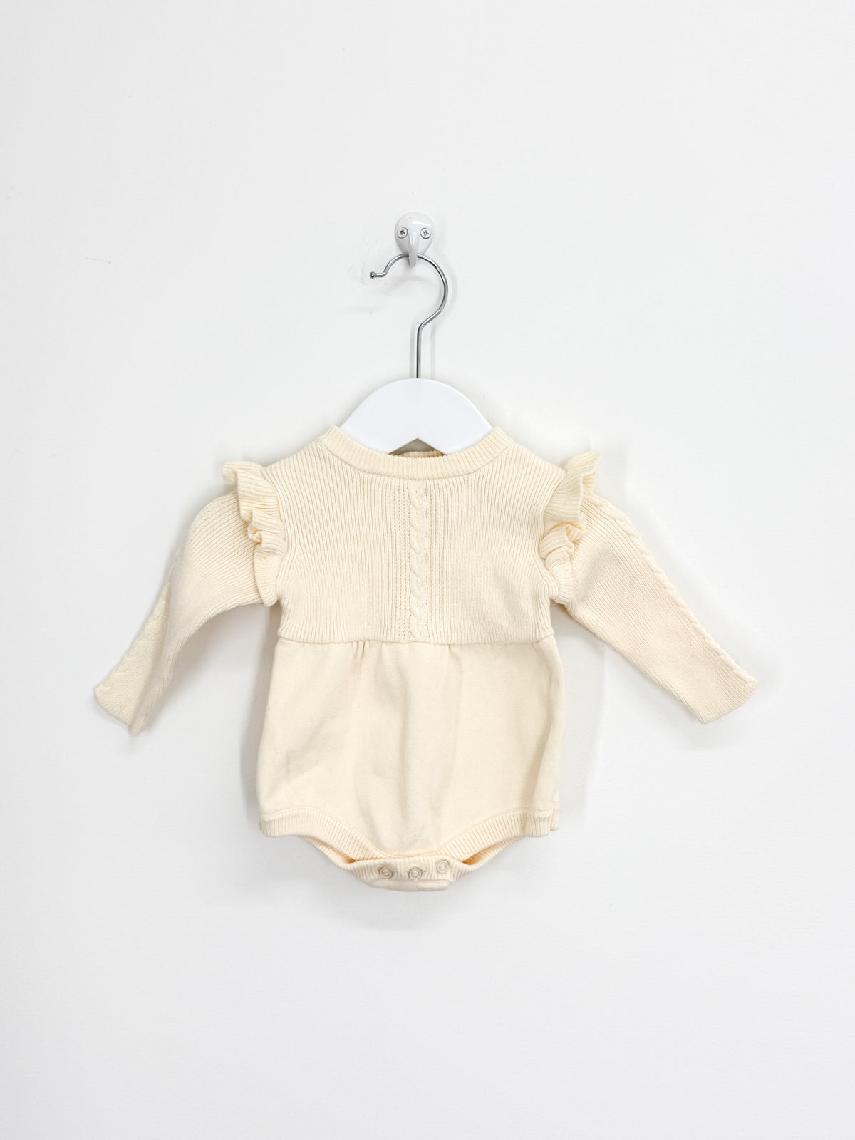 Little Bundle long sleeve knit romper - cream (newborn)
