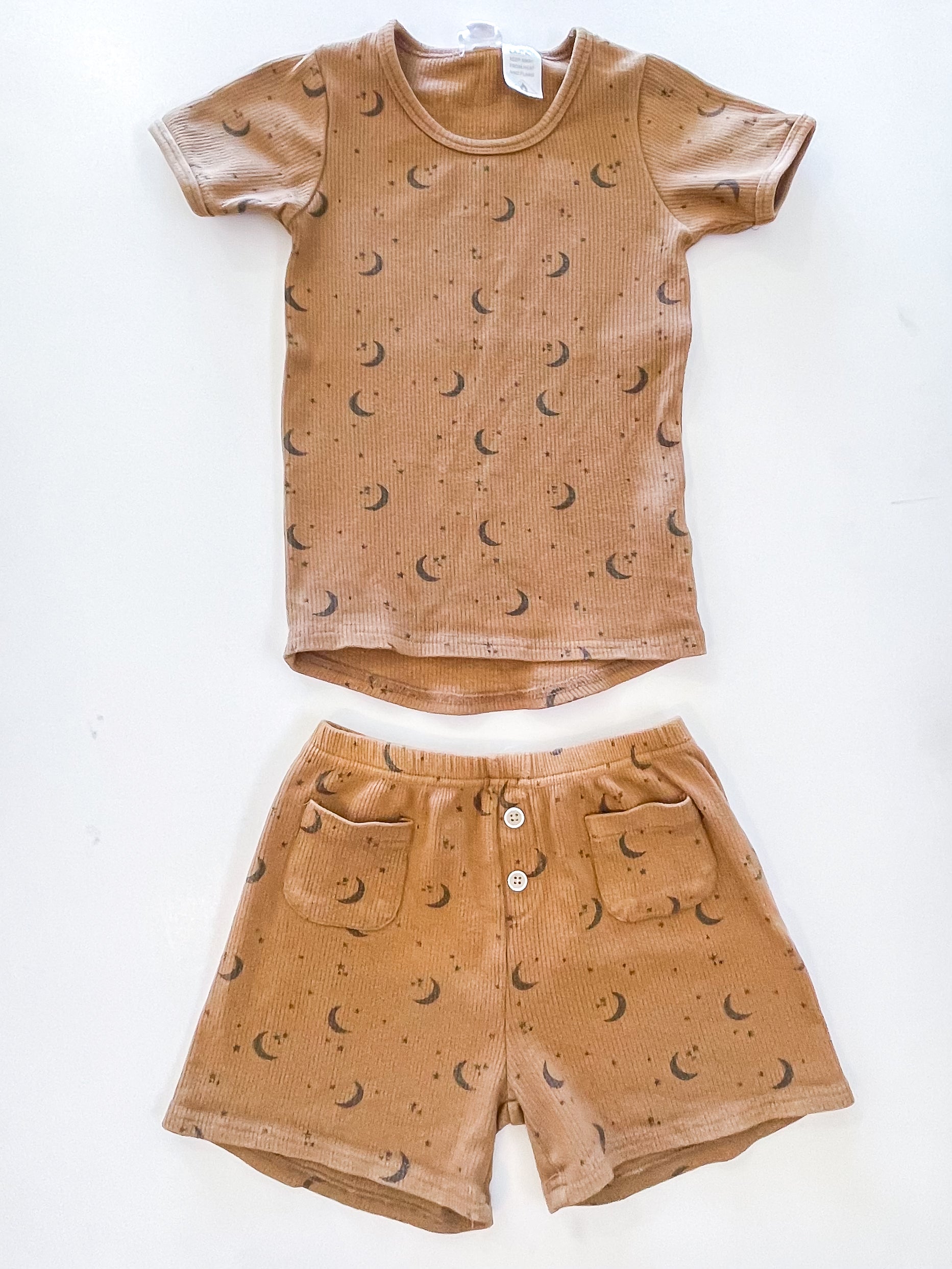 Jamie Kay organic ribbed summer PJ set - to the moon & back (5y)