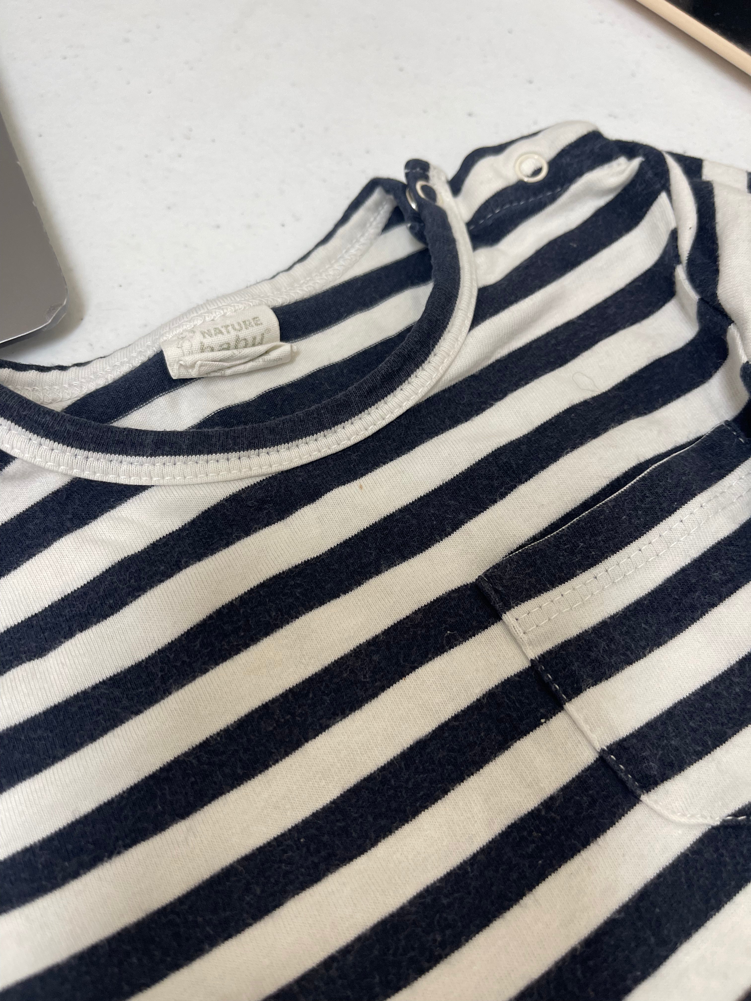 Nature Baby organic stretch & grow - navy stripe (6-12m)