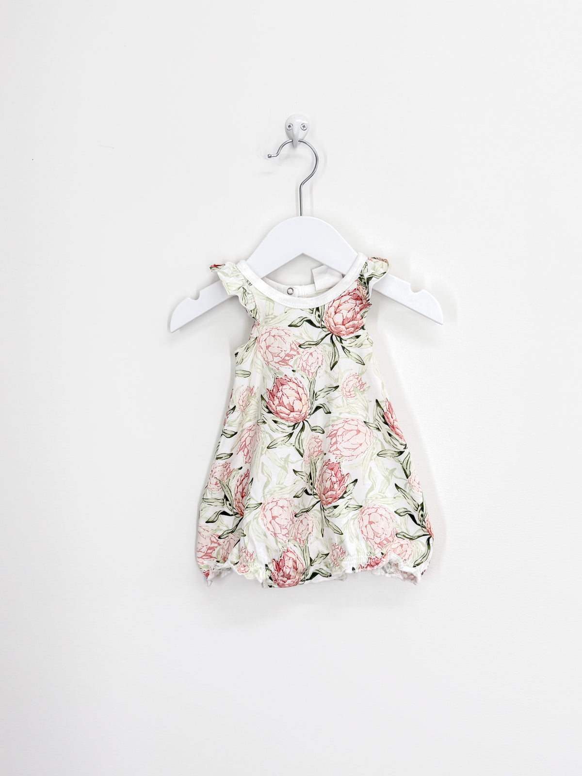 Dimples organic shortie floral romper (3m)