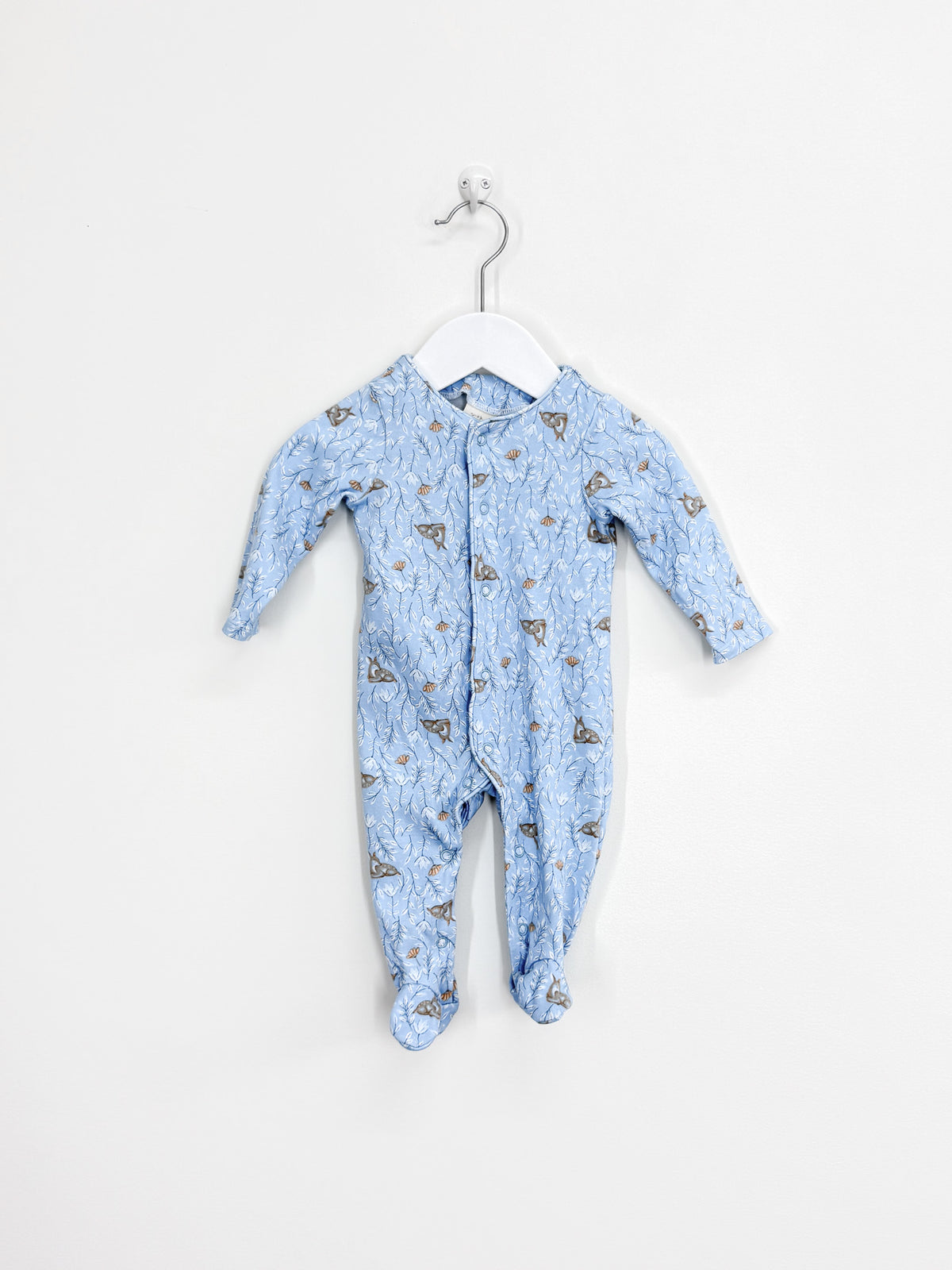 Little Bundle button down onesie - fawn (0-3m)