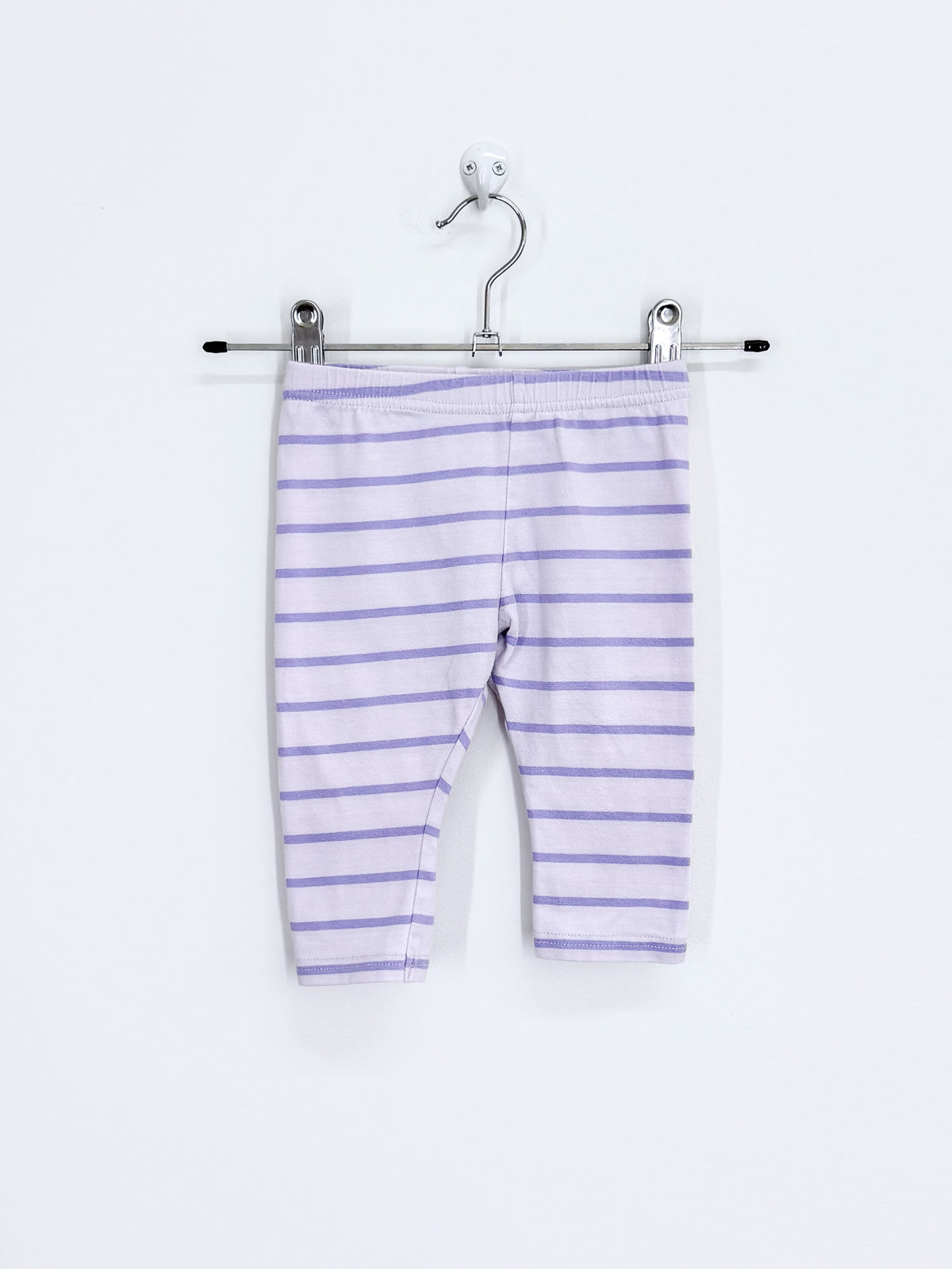 Teeny Weeny purple stripe leggings (3-6m)