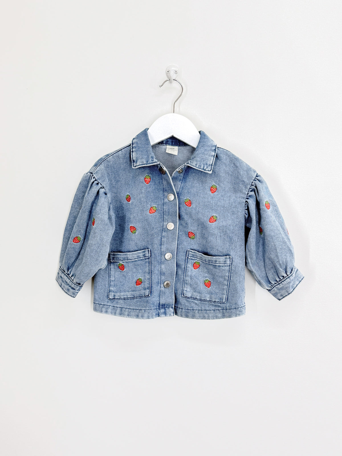 H&M strawberry embroidered shacket (12-18m)