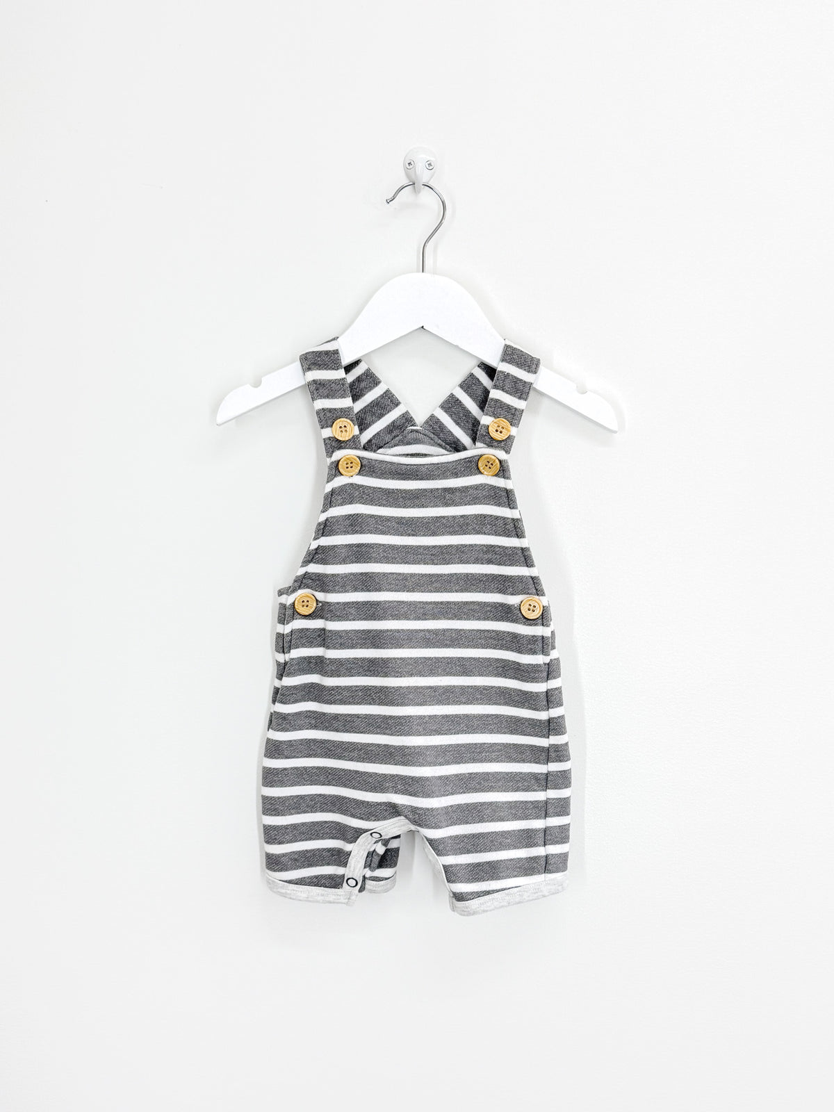 Teeny Weeny striped soft cotton shortalls (3-6m)