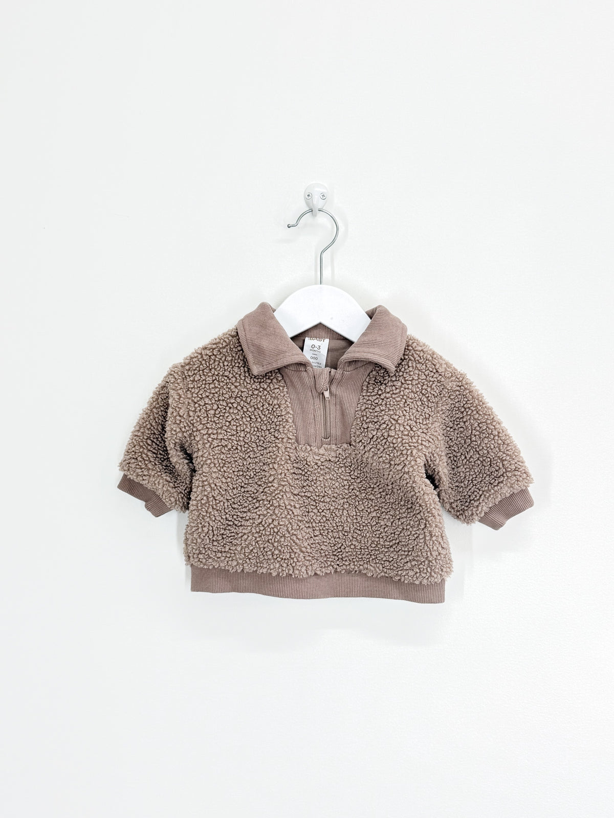 Cotton On Kids sherpa quarter zip pullover (0-3m)