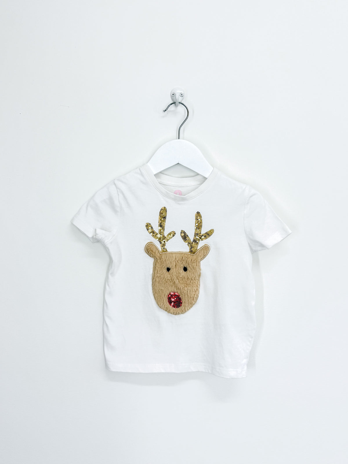 🎄 Cotton On Kids short sleeve reindeer applique tee (2y)
