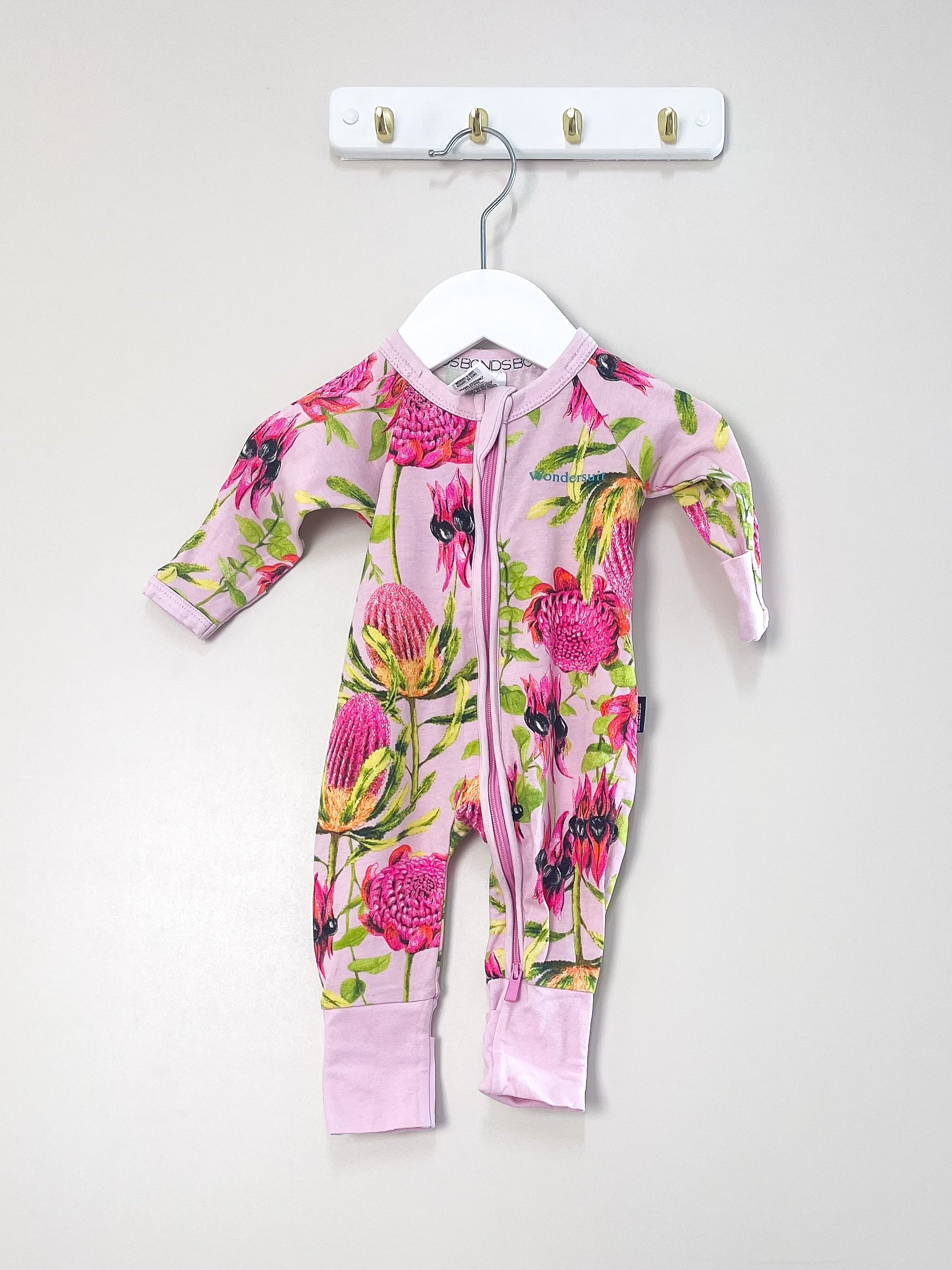 Bonds wondersuit - pink waratahs (newborn)