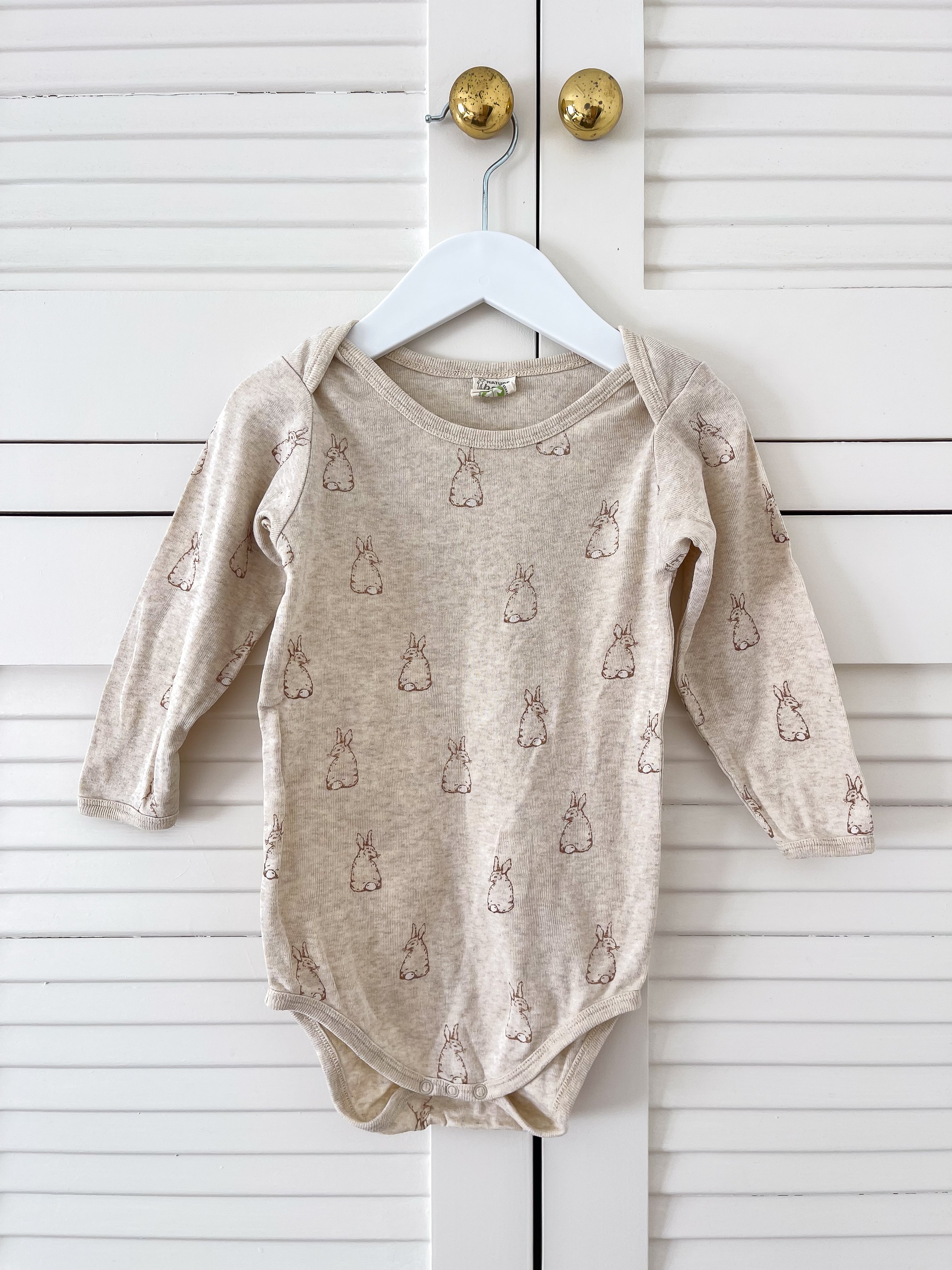 Nature Baby organic long sleeve bodysuit - bunny tales (0-3m)