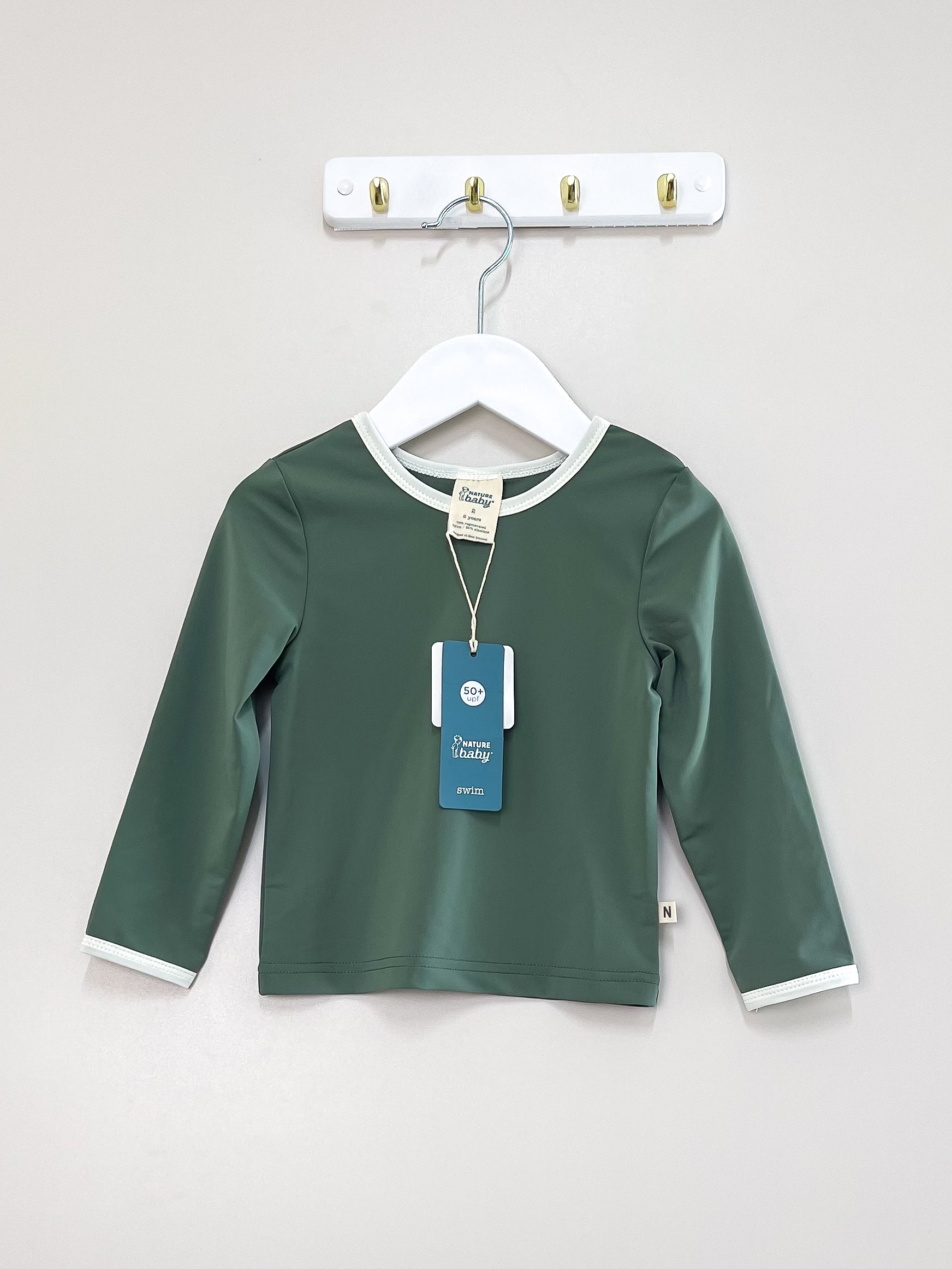 BNWT Nature Baby splash swim top - olive (2y)
