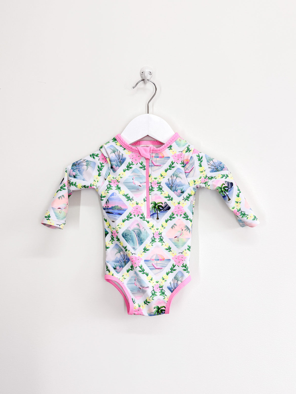 Milky long sleeve half zip swimsuit (3-6m)