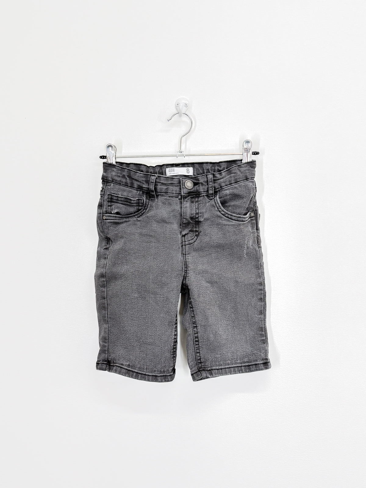 Cotton On Kids grey wash denim shorts (8y)