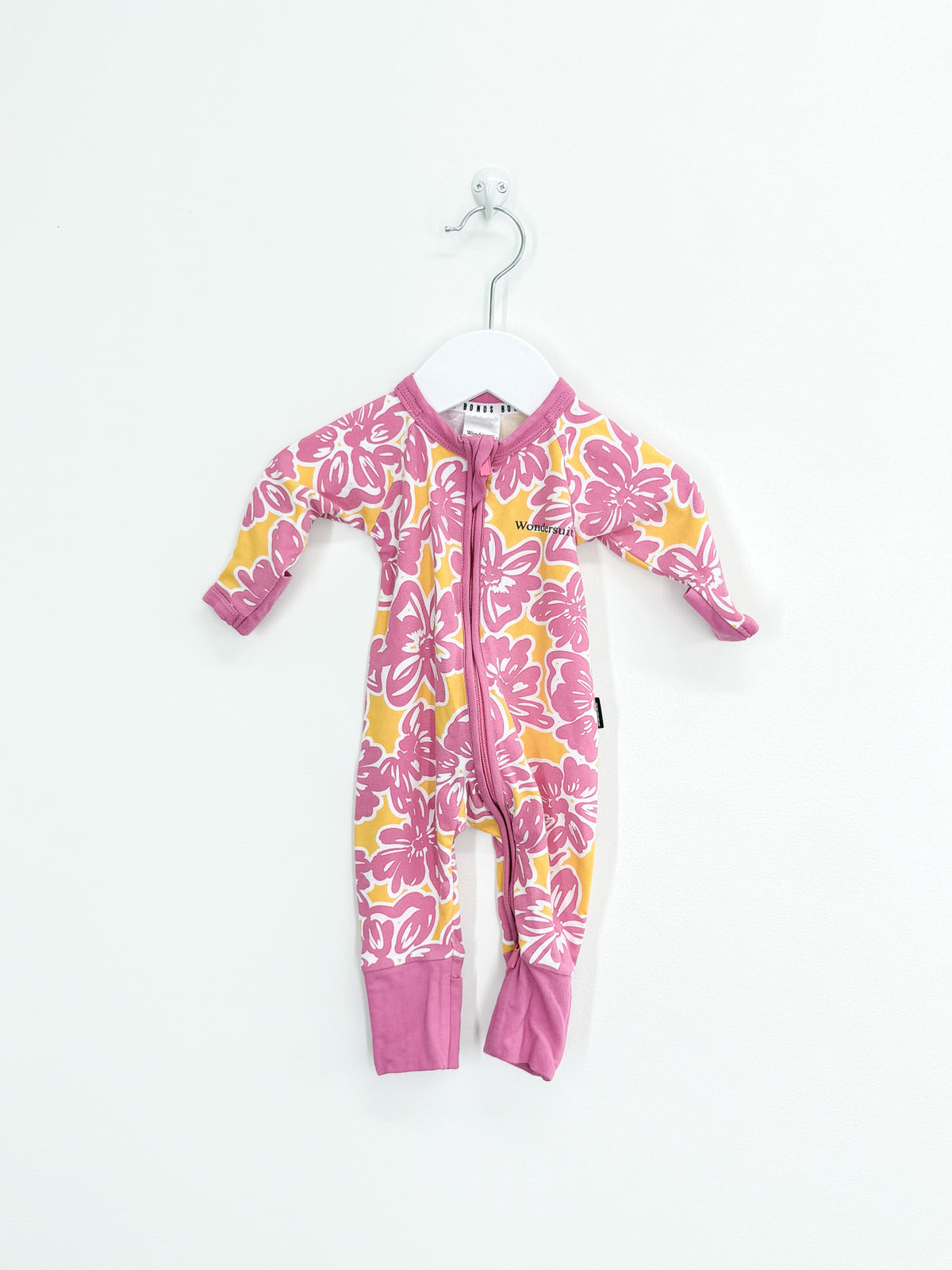 Bonds wondersuit - pink orange floral (newborn)