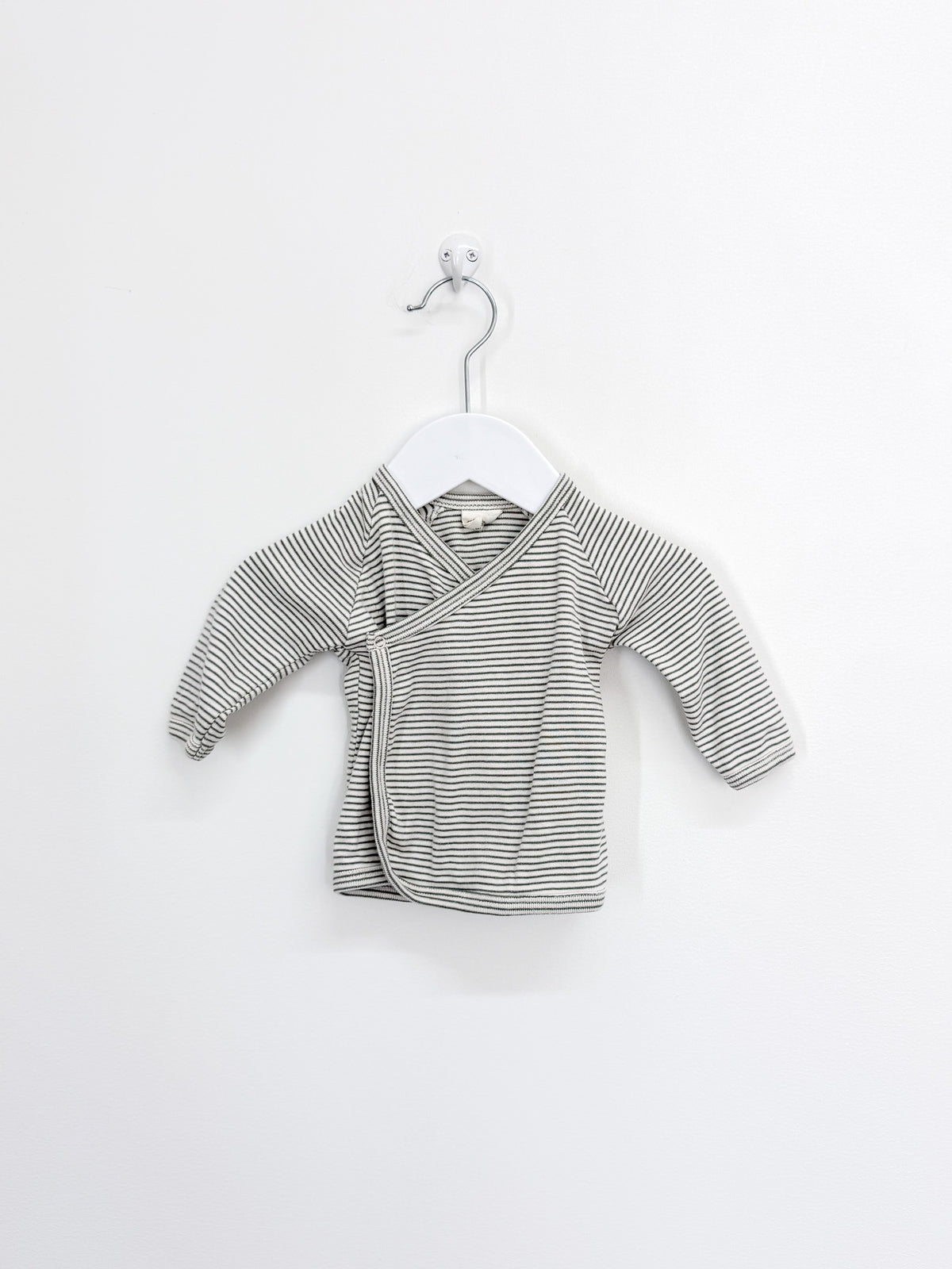 Nature Baby organic kimono top - green stripe (0-3m)