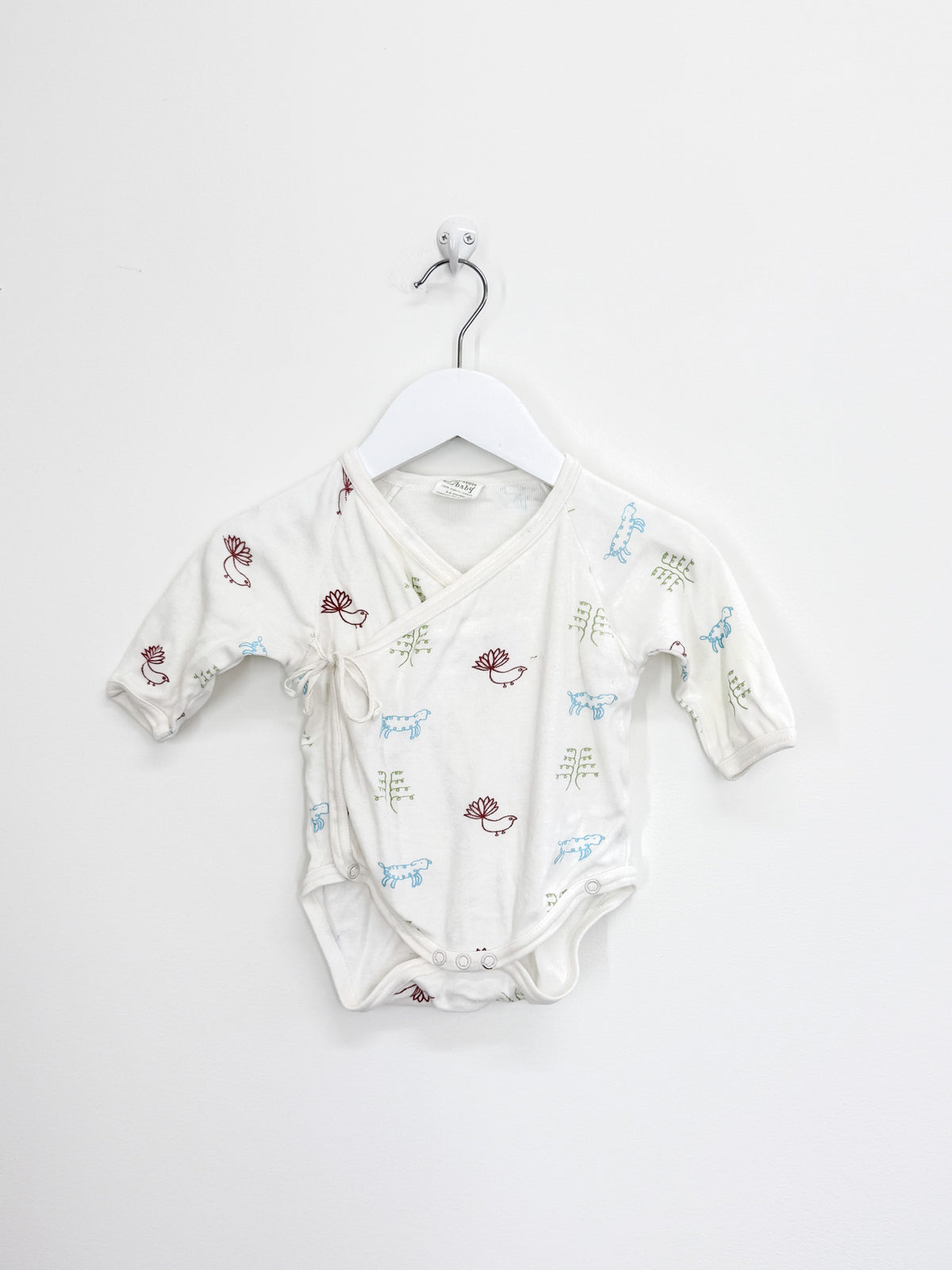 Nature Baby organic long sleeve kimono bodysuit - OG print (3-6m)