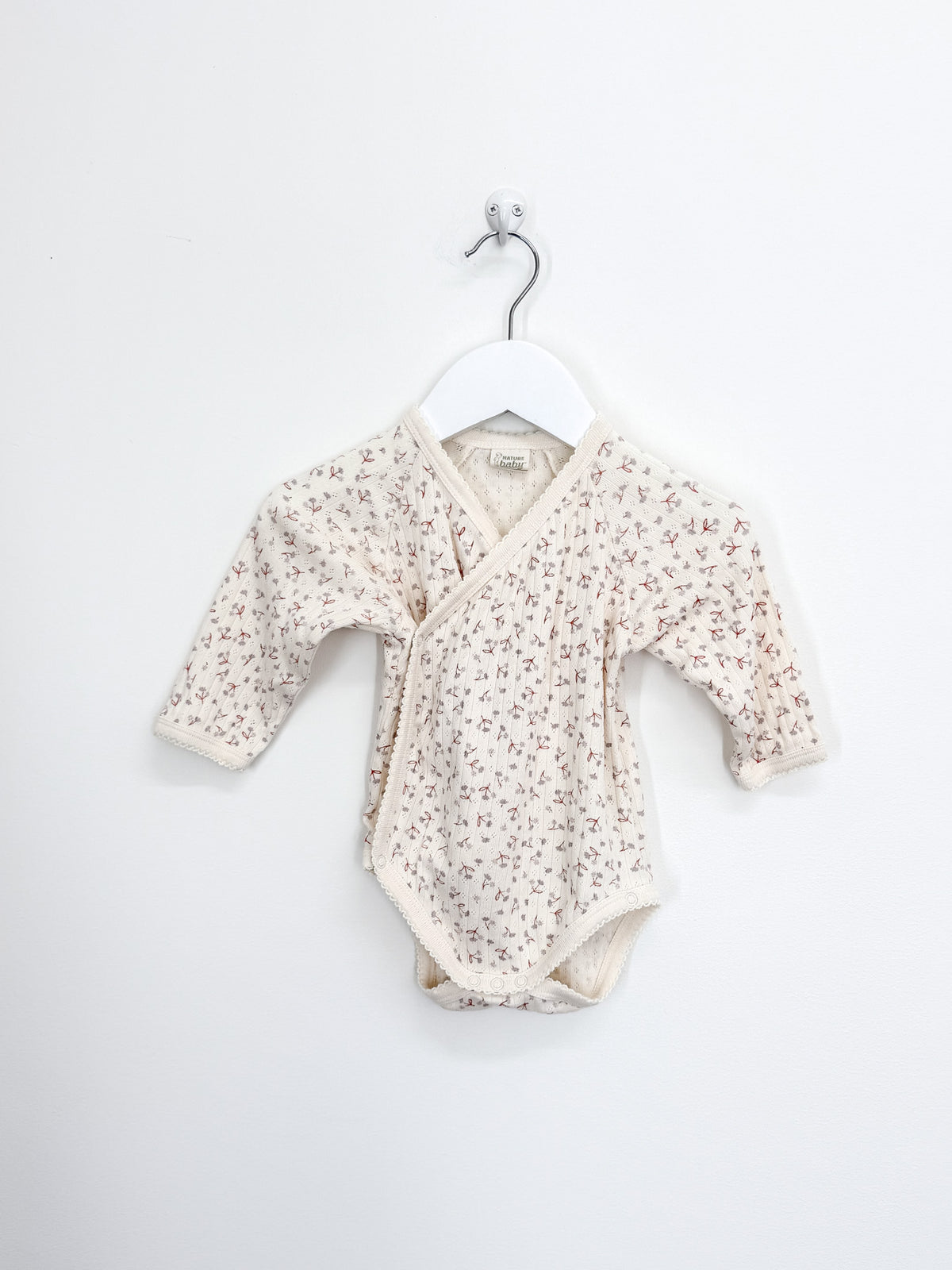 Nature Baby organic long sleeve pointelle kimono bodysuit - dandelion (3-6m)