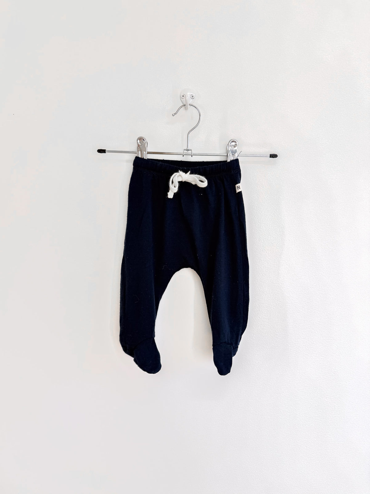 Nature Baby merino footed drawstring pants - navy (0-3m)