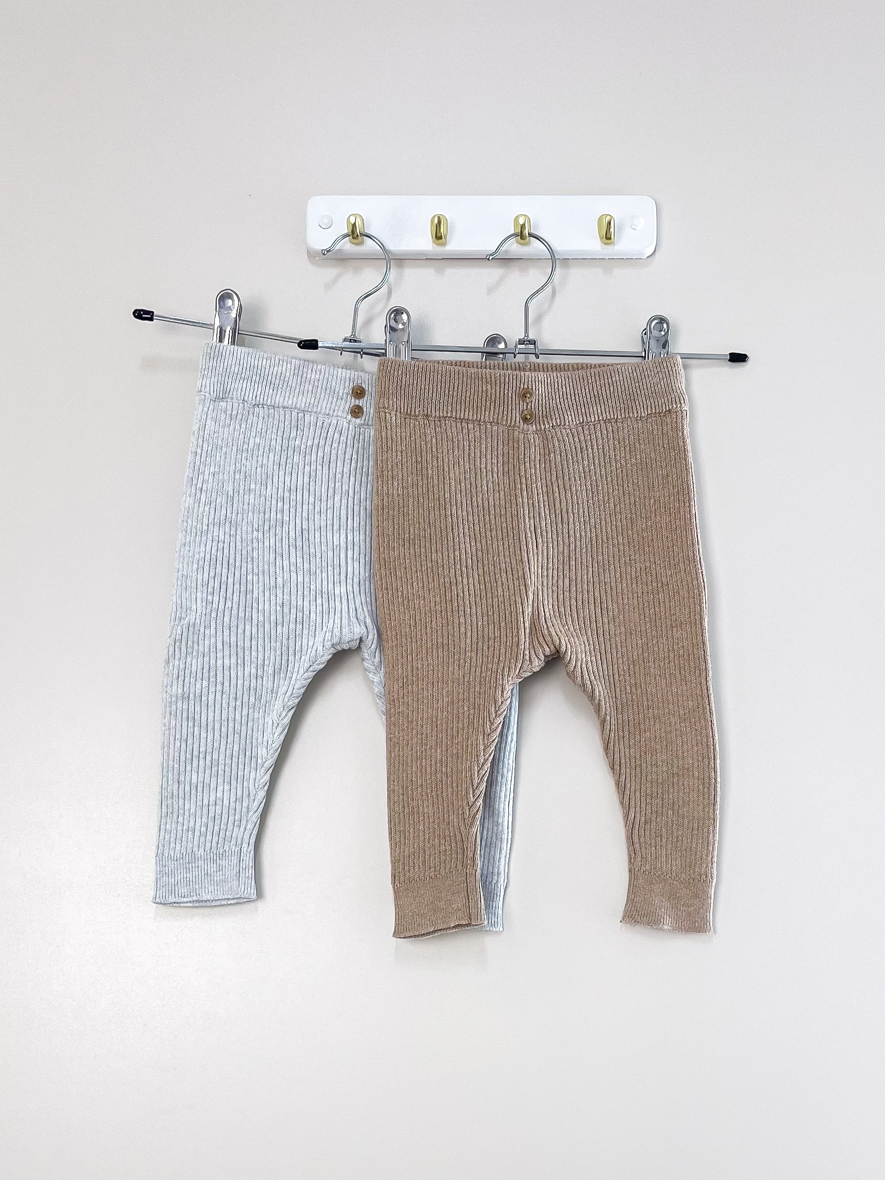 Cotton On Kids organic rib knit leggings 2 pack bundle (3-6m)