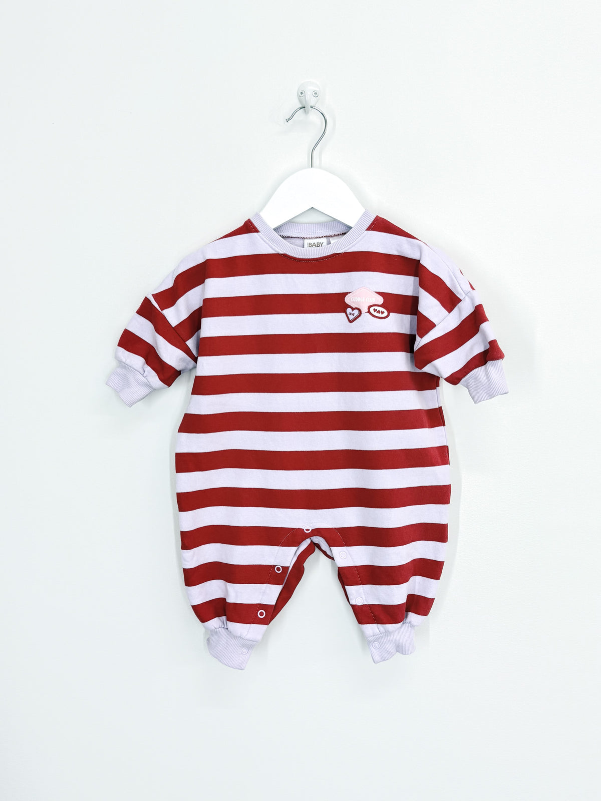 Cotton On Kids organic striped cuddle club romper (3-6m)