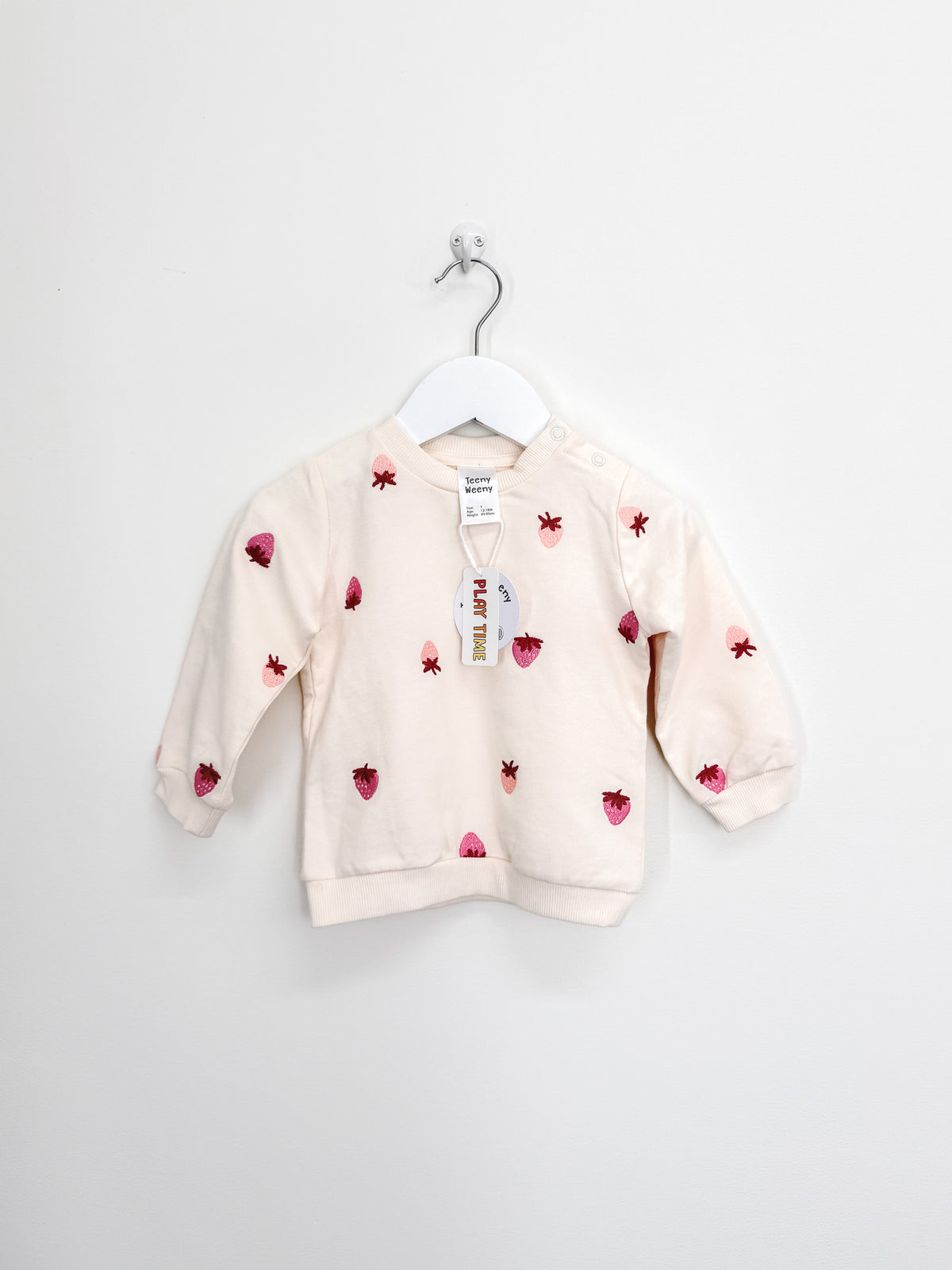 BNWT Teeny Weeny strawberries embroidered sweatshirt (12-18m)