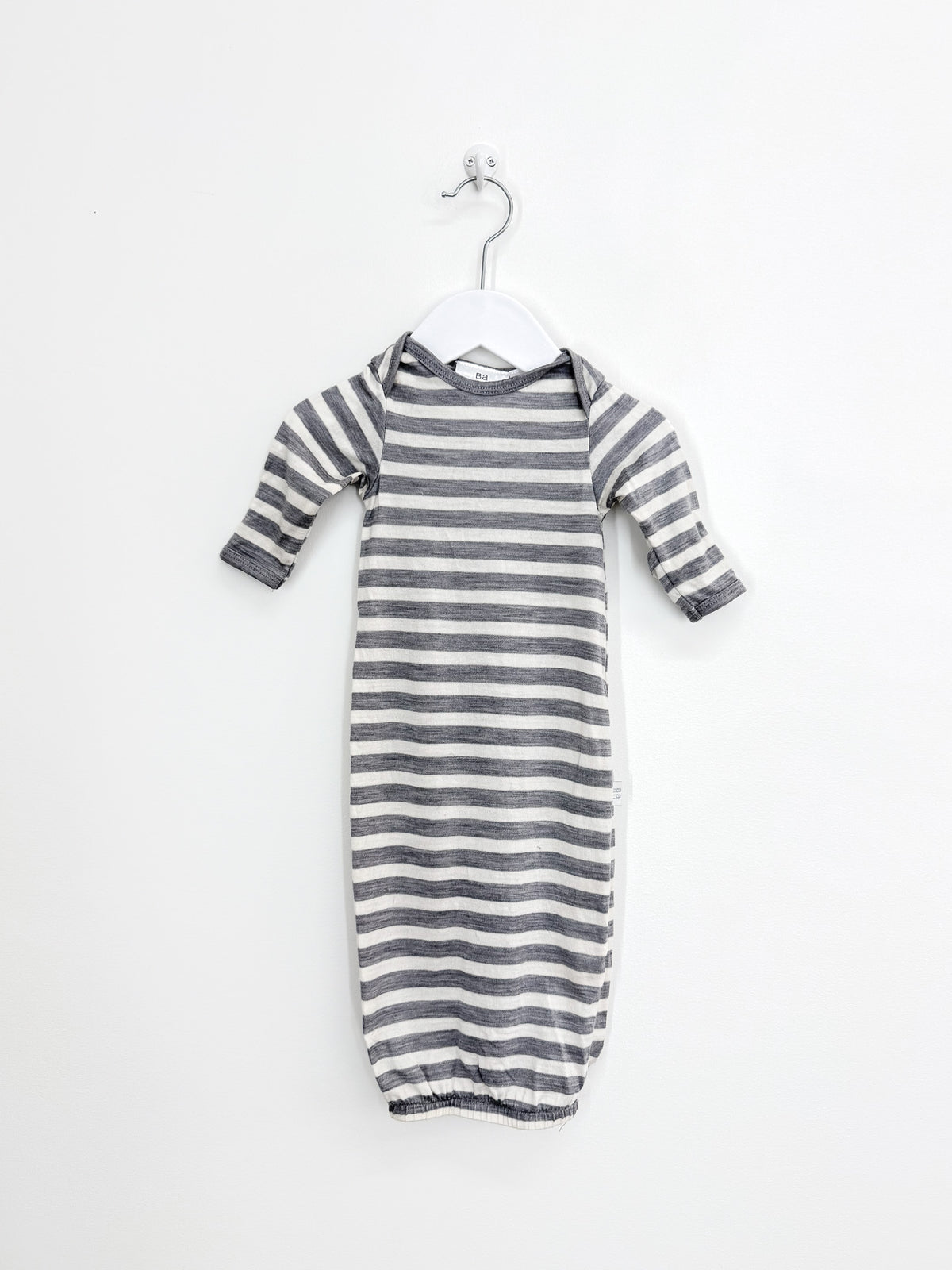Babu merino gown - grey stripe (newborn)