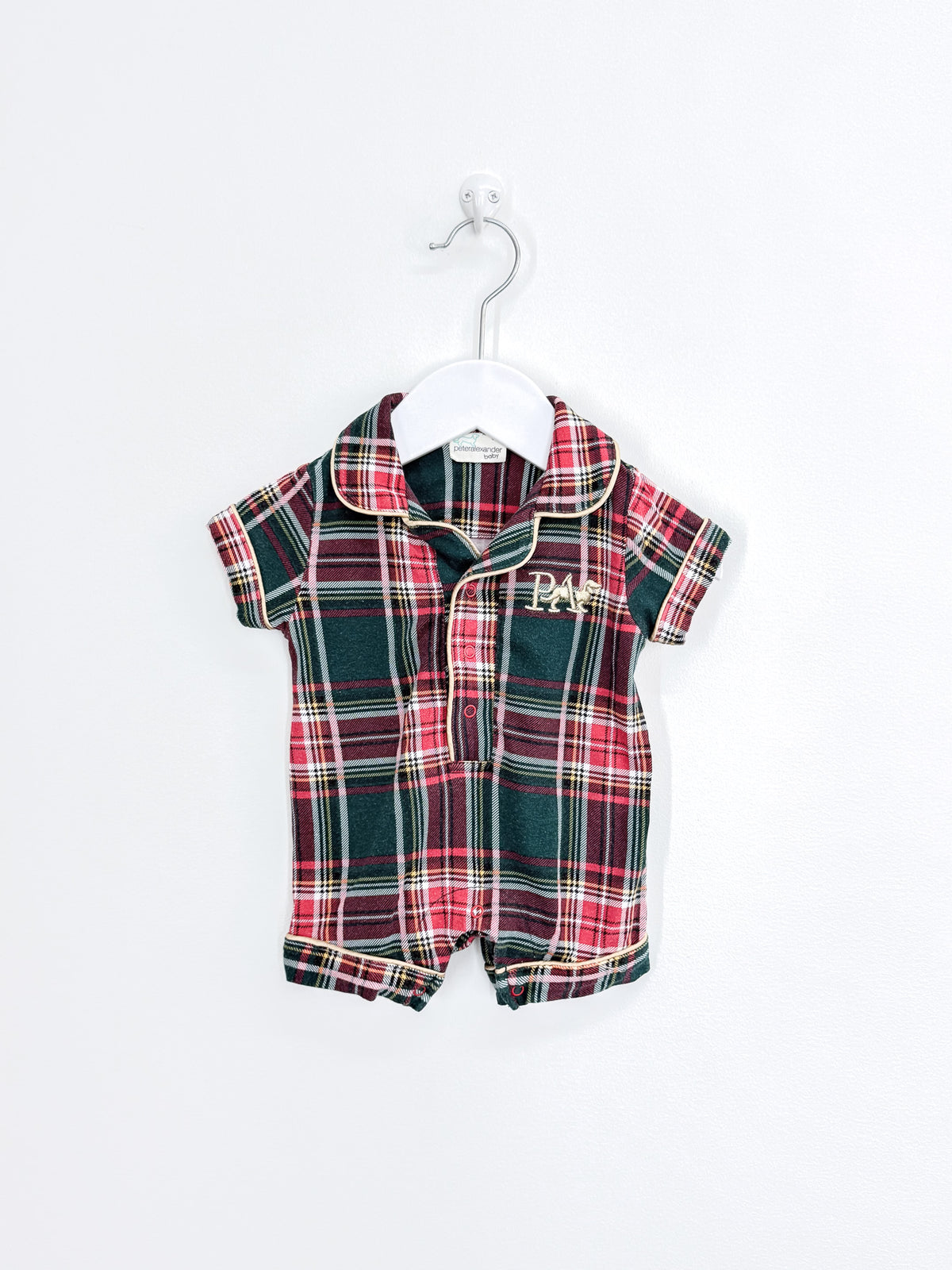 🎄 Peter Alexander plaid bamboo shortie romper (newborn)