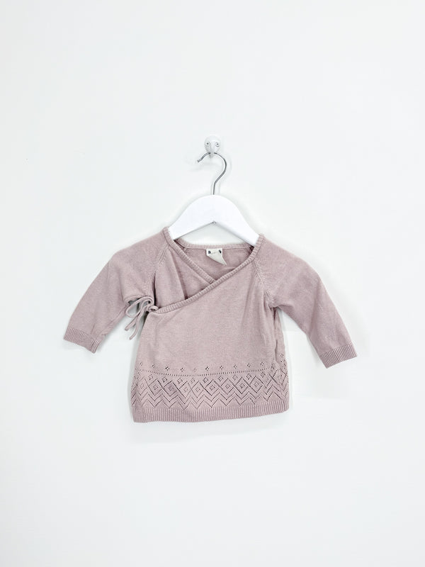 Little Bundle long sleee knit kimono wrap top (3-6m)