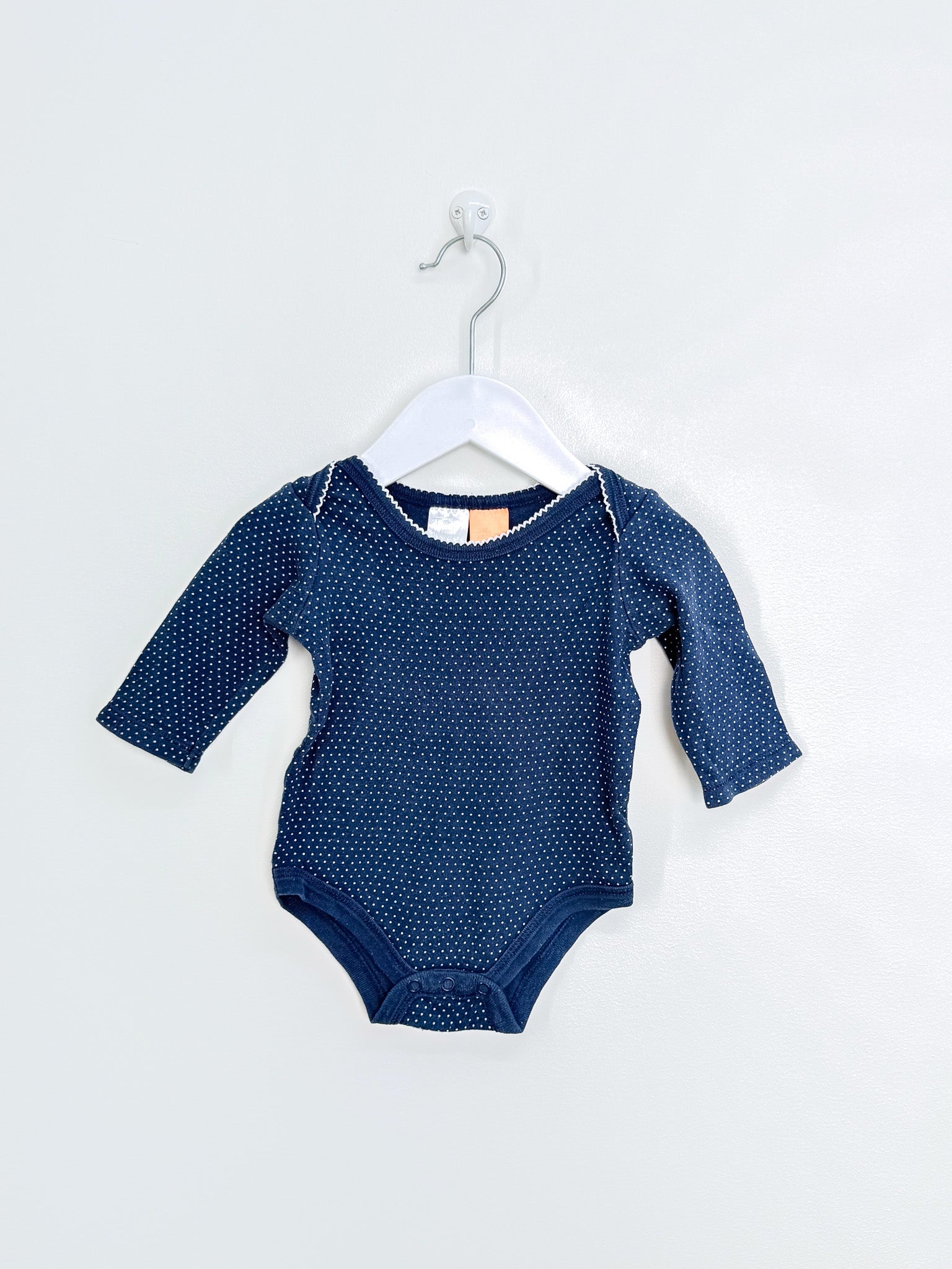Teeny Weeny navy spot bodysuit (3-6m)