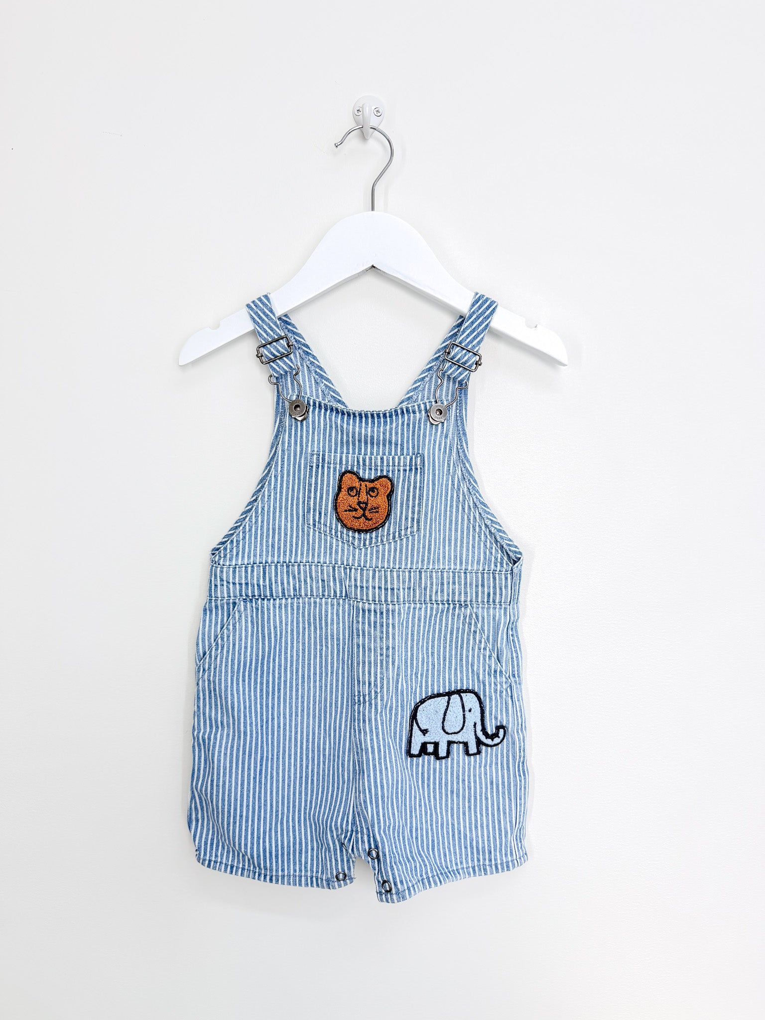 Seed denim animal badges shortalls (12-18m)