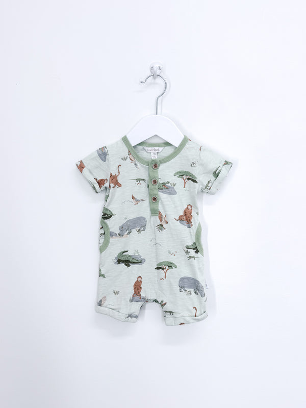 Fox & Finch short sleeve henley romper (0-3m)