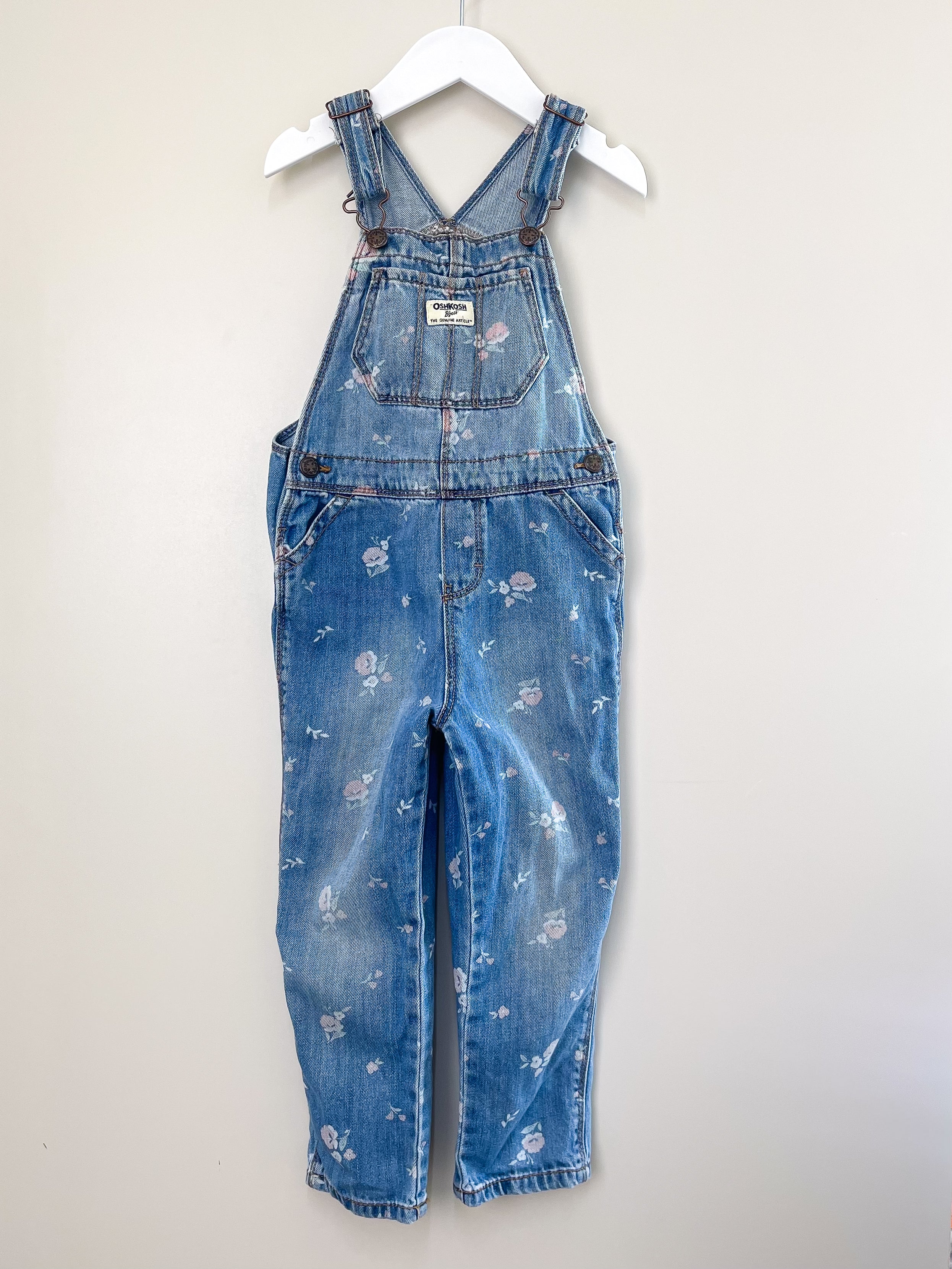 OshKosh floral denim overalls (5y)
