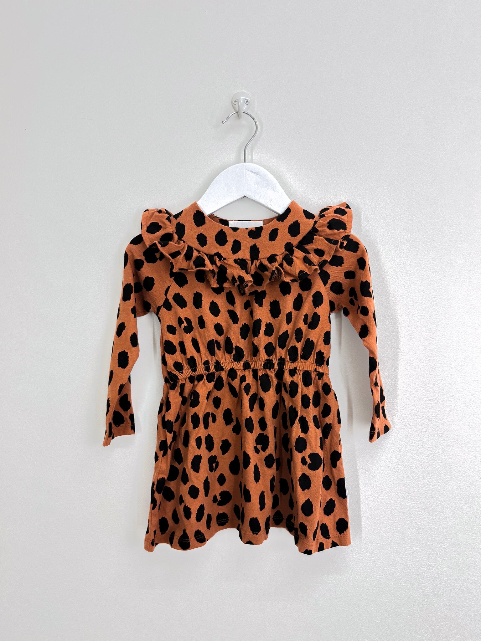 Hux organic ocelot frill neck dress (2y)