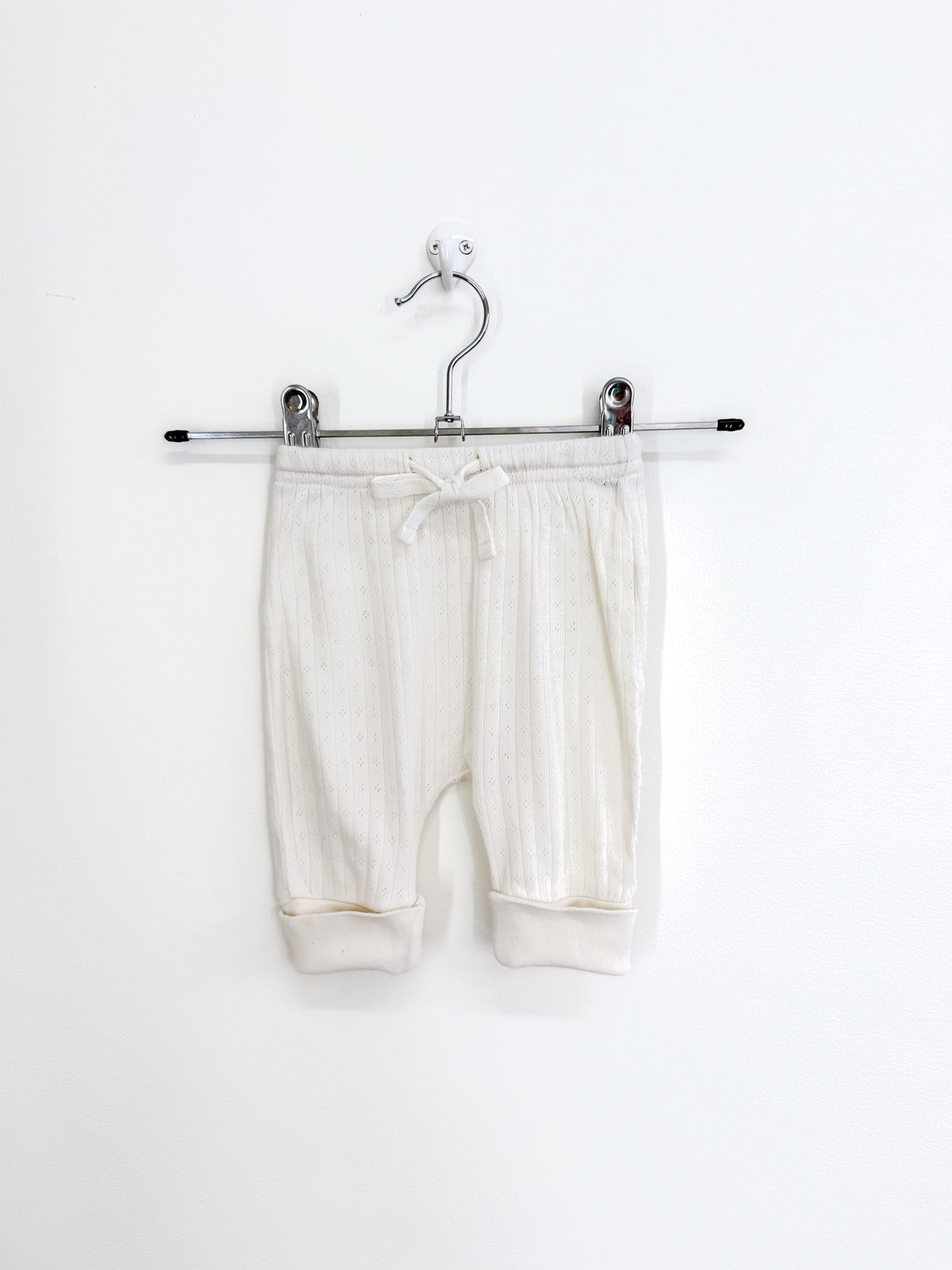 Nature Baby organic pointelle drawstring pants (0-3m)