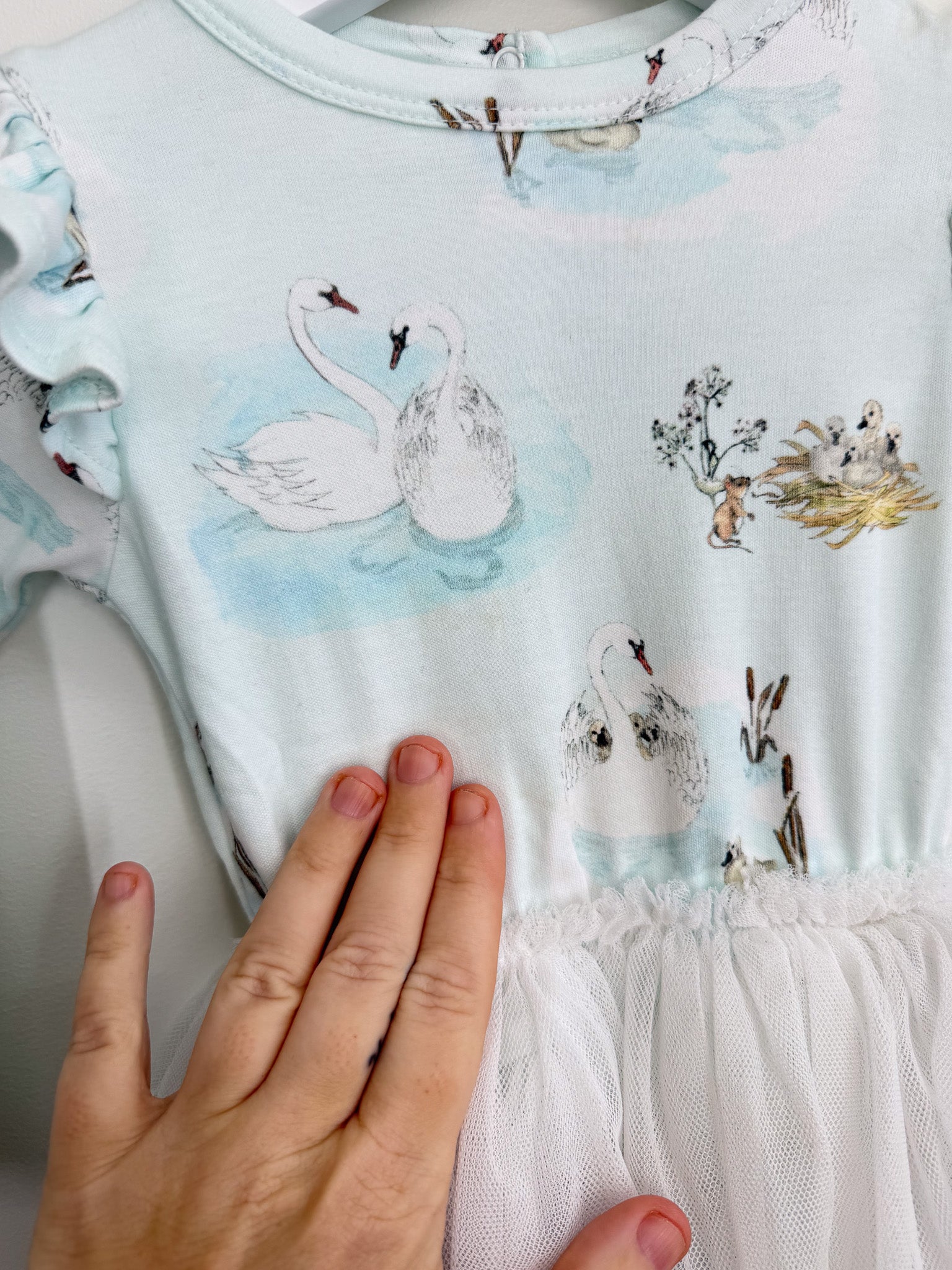 Aster & Oak organic swan tutu dress + headband (1-2y)