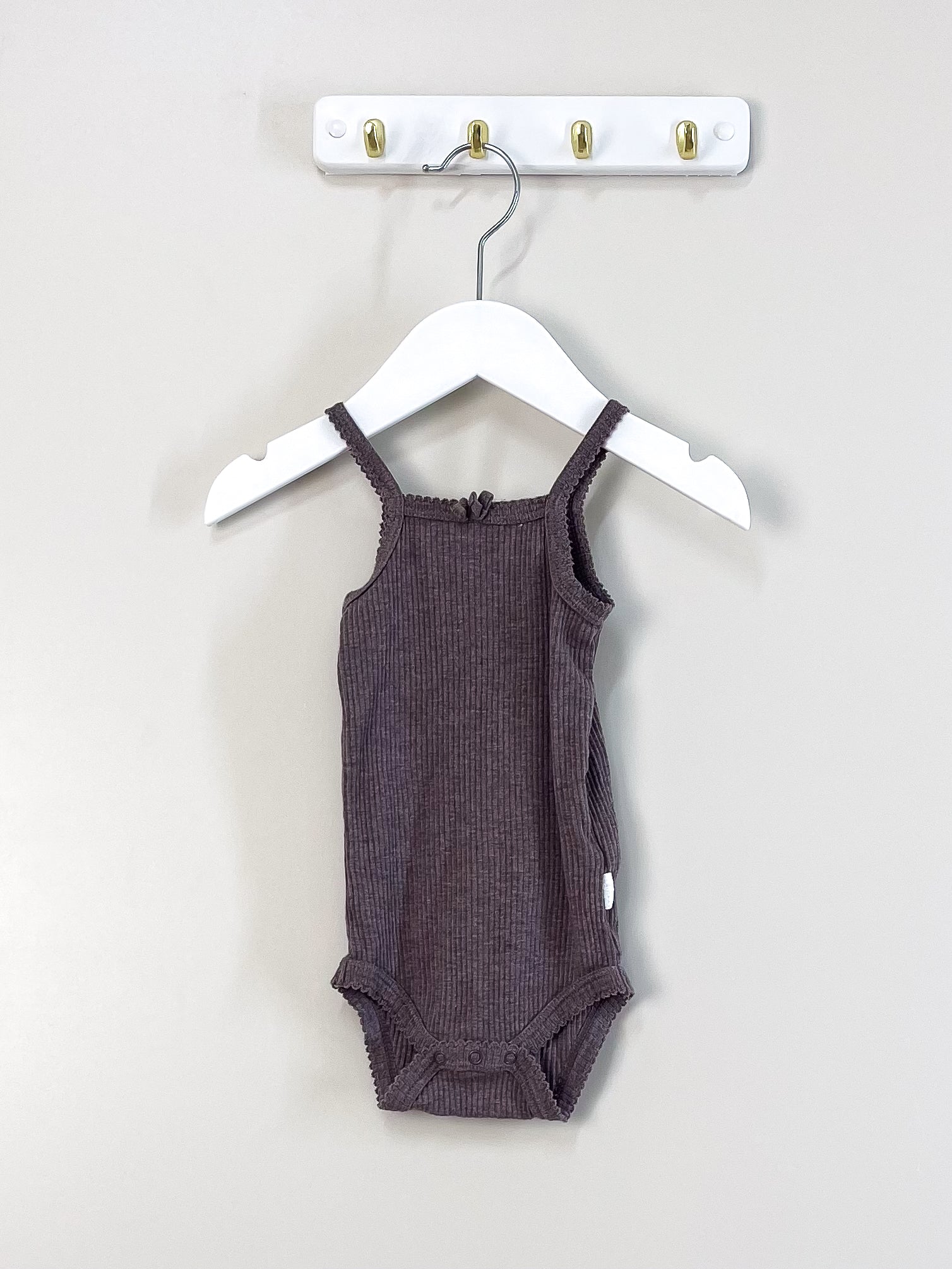 Jamie Kay orgnaic ribbed singletsuit - truffle marle (6-12m)