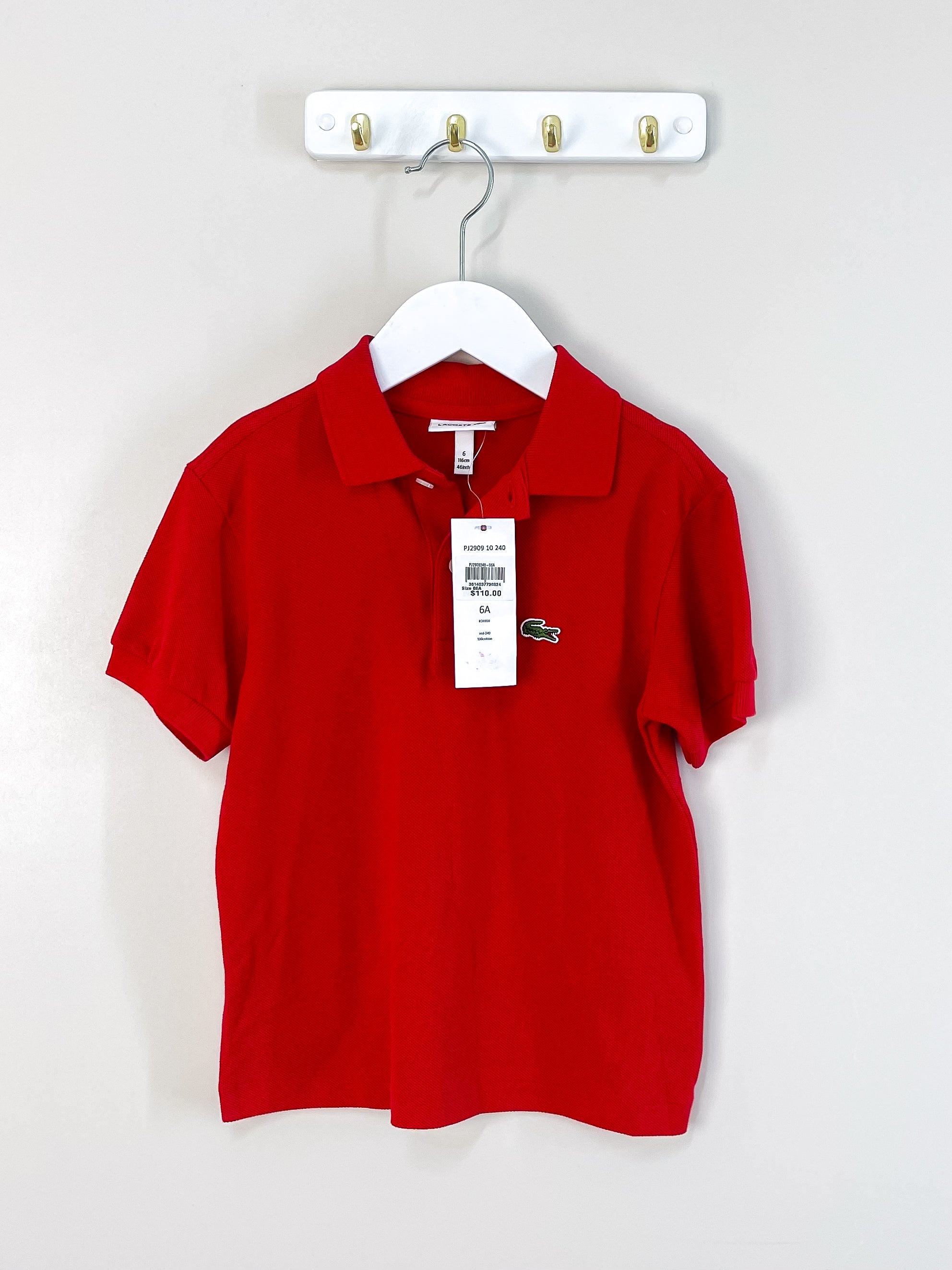 🎄 BNWT Lacoste regular fit petit pique polo shirt (6y)