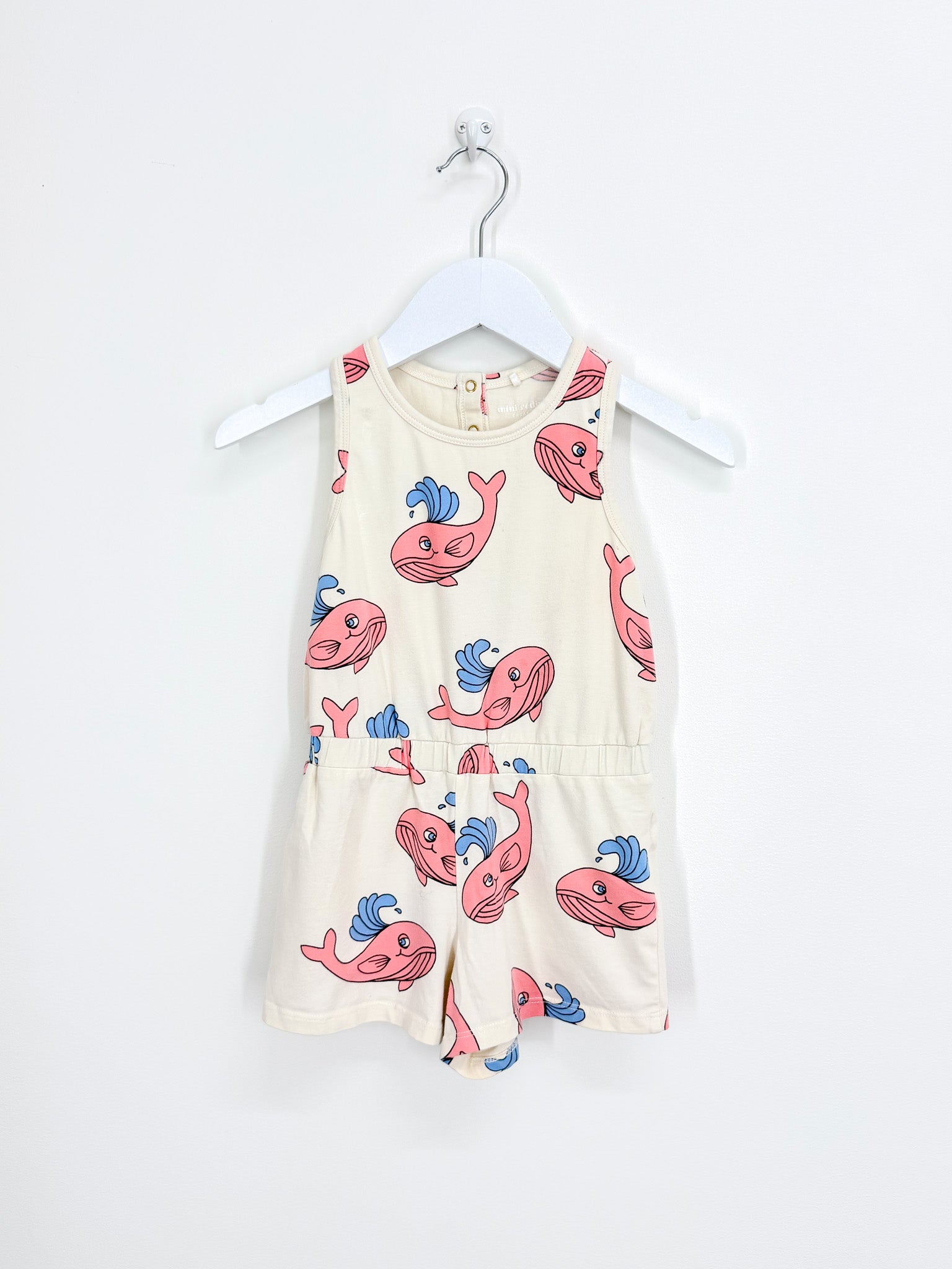 Mini Rodini organic whale playsuit (2-3y)
