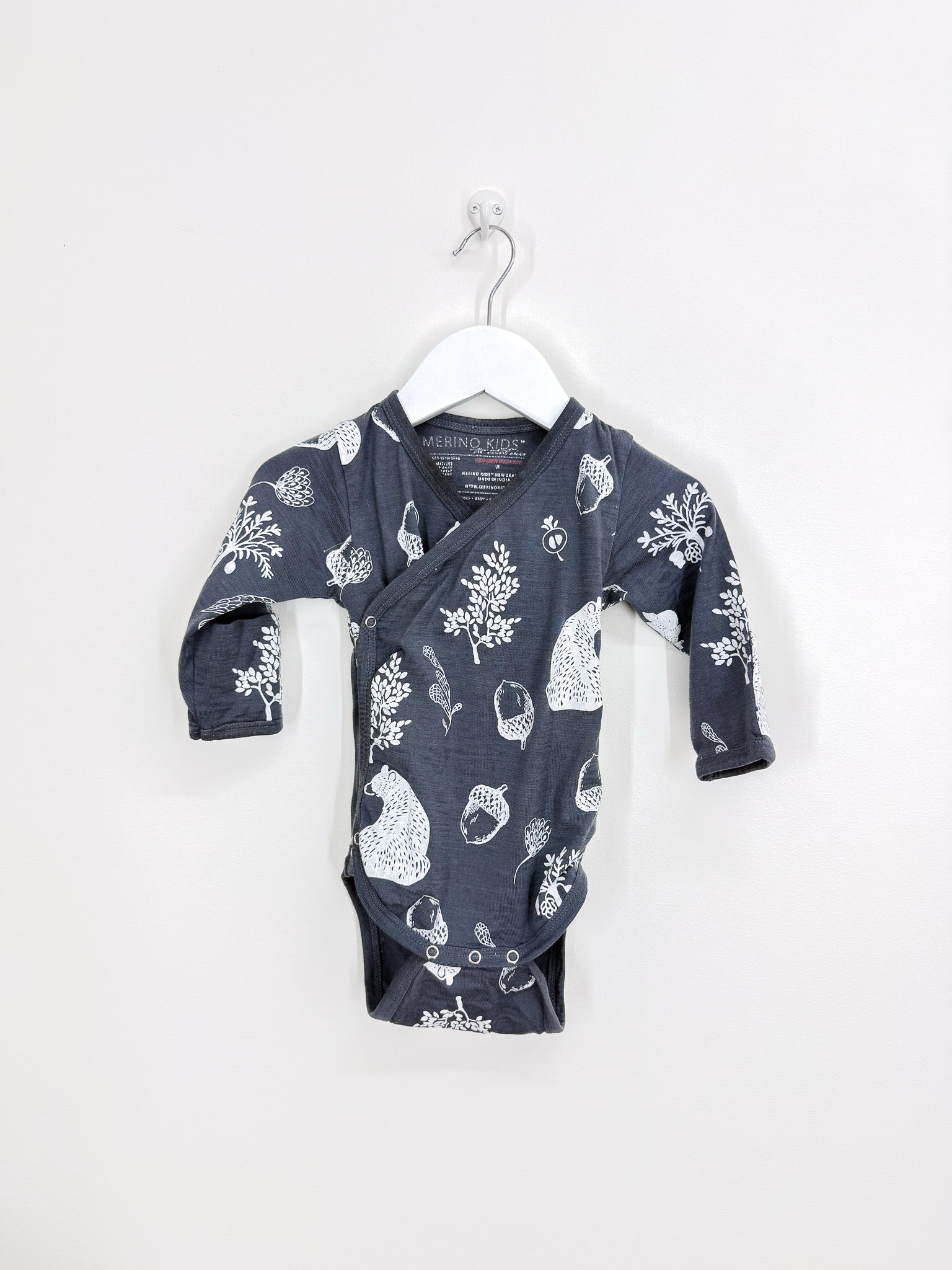 Merino Kids kimono bodysuit (6-12m)