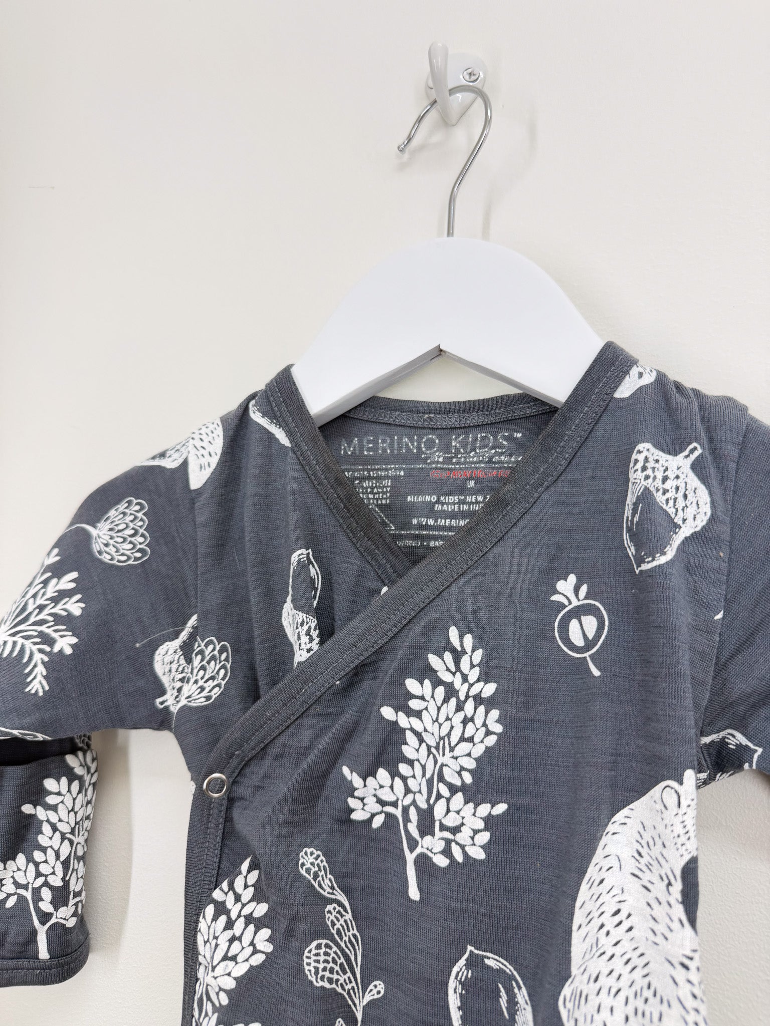 Merino Kids kimono bodysuit (6-12m)