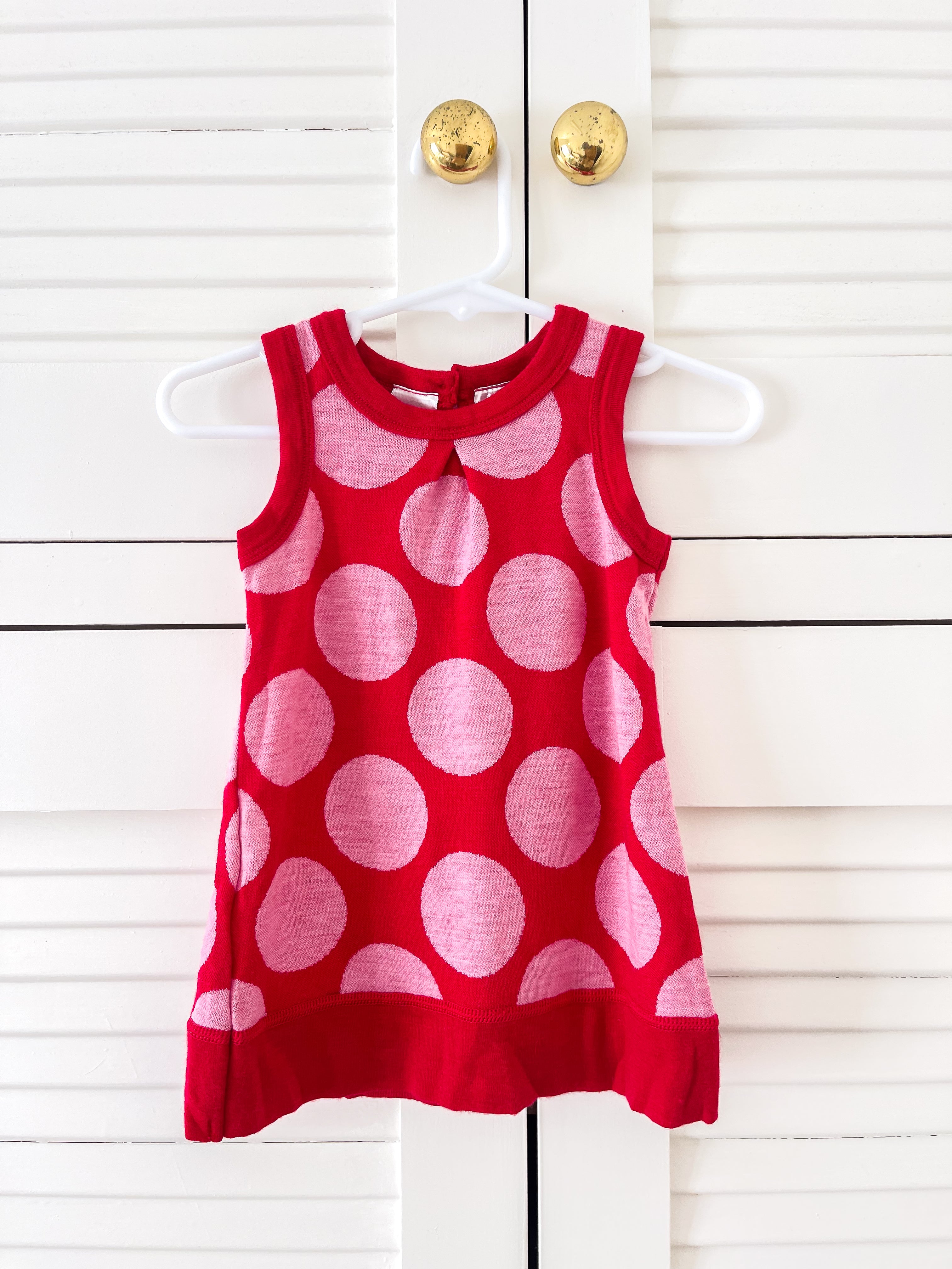 Teeny Weeny merino red spot dress (3-6m)