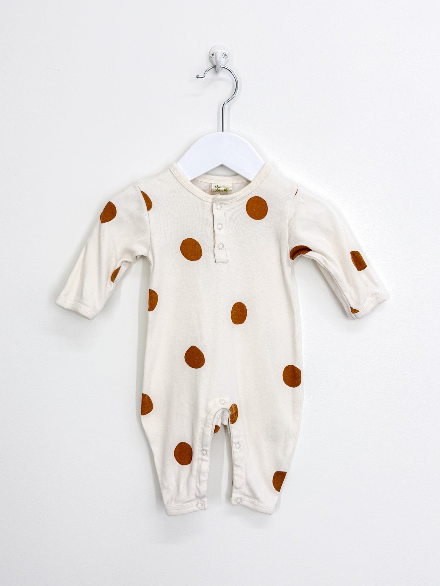 Nature Baby organic henley romper - spot (0-3m)
